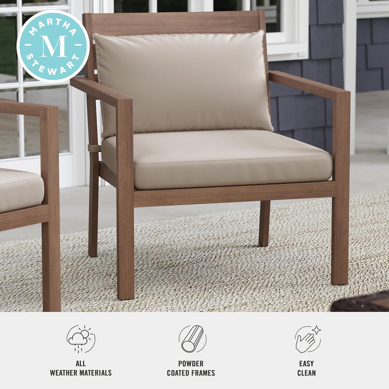 Martha Stewart Martha Stewart Bedford All-Weather Patio Accent Chairs with Seat and Lumbar Cushions (Set of 2)