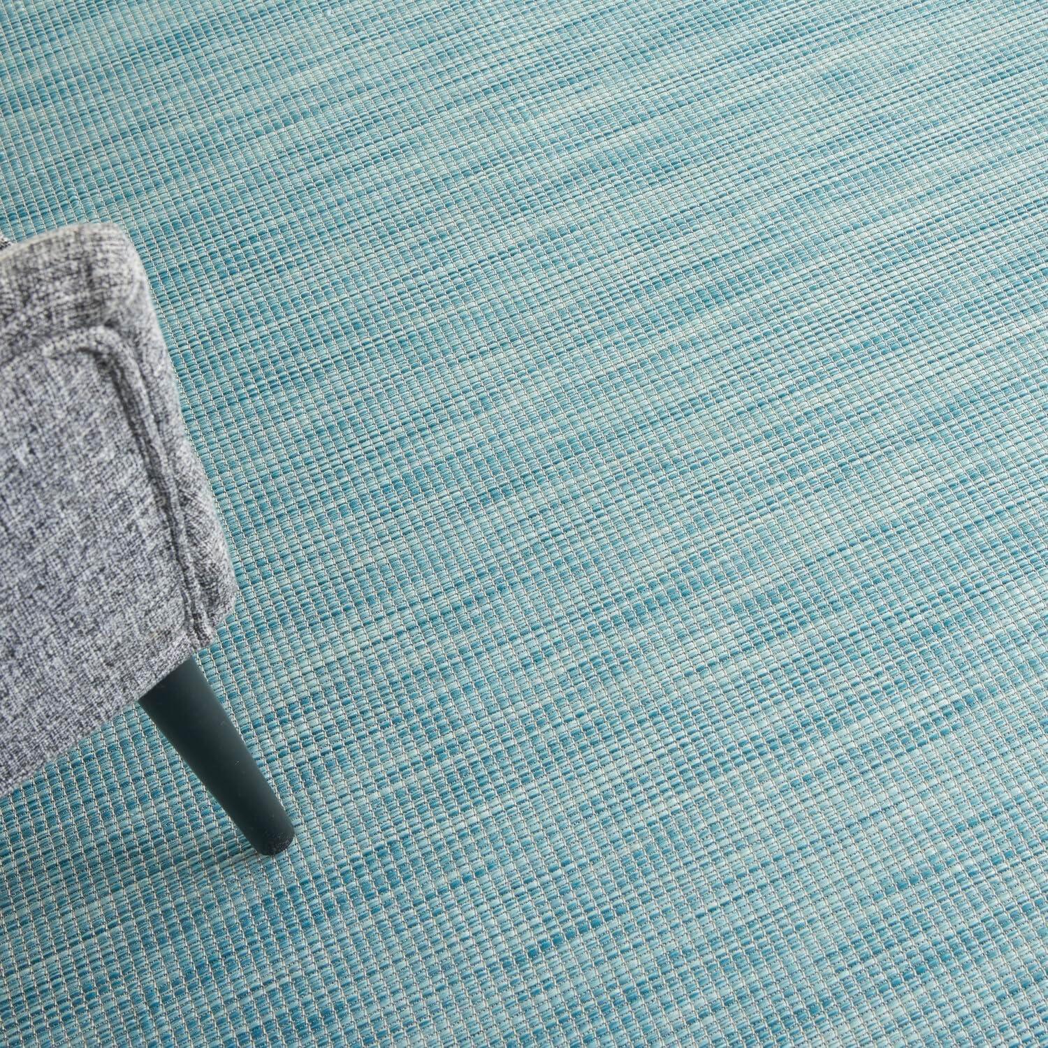 Aqua Flat Woven 8' x 10' Synthetic Rectangular Area Rug