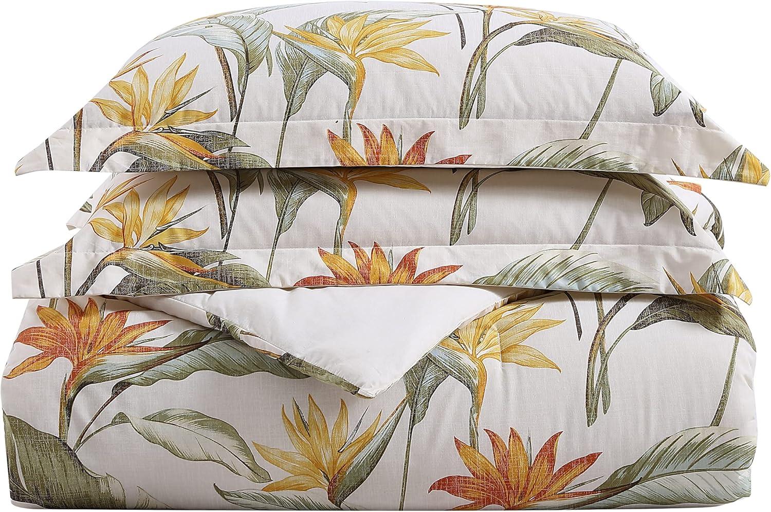 Tommy Bahama Birds Of Paradise Ivory Cotton Reversible Duvet Cover Set