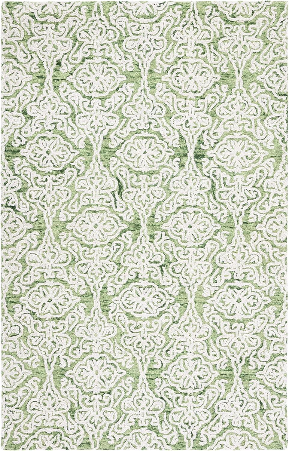 SAFAVIEH Blossom Asher Geometric Wool Area Rug, Green/Ivory, 3' x 5'