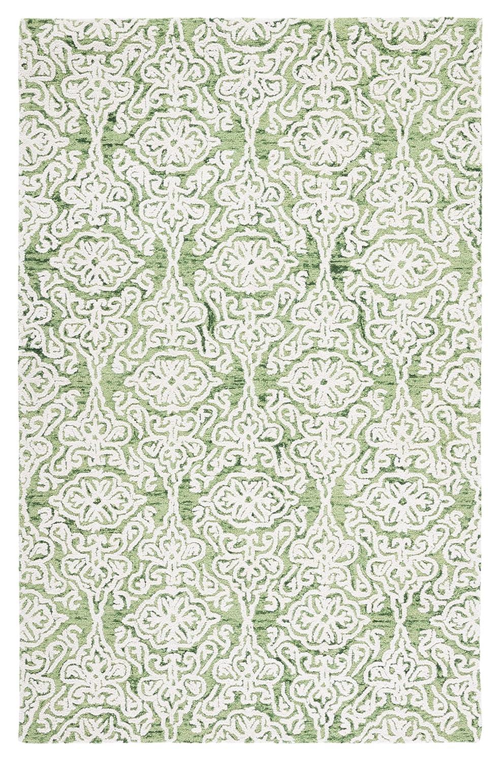 SAFAVIEH Blossom Asher Geometric Wool Area Rug, Green/Ivory, 3' x 5'
