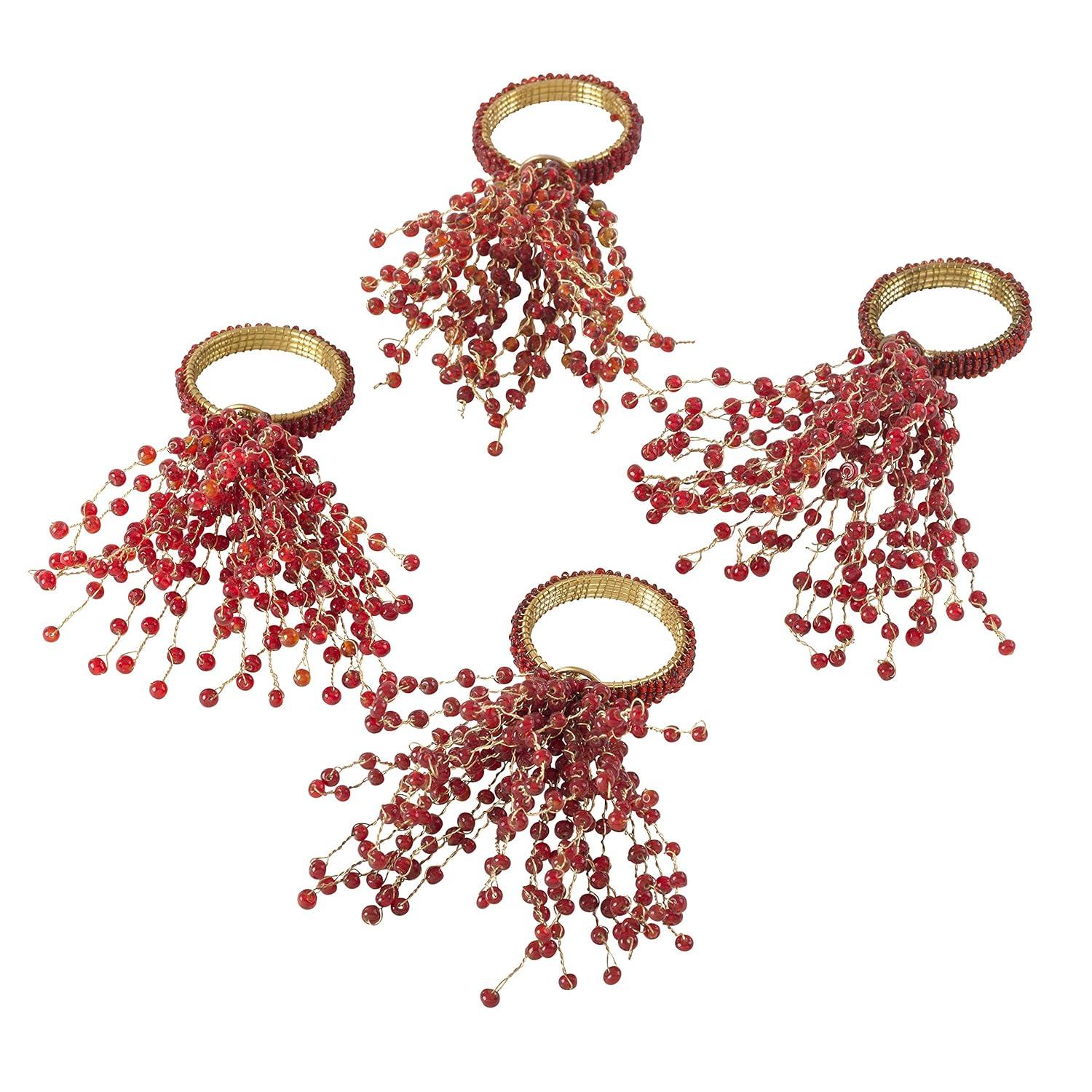 Saro Beaded Design Napkin Ring (Set of 4)