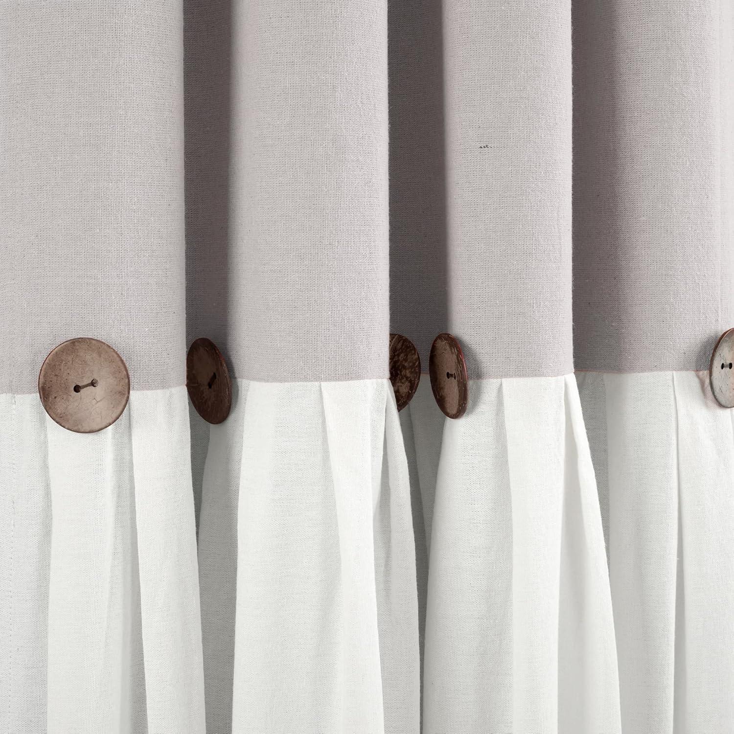 Linen Button Cotton Blend Blackout Curtain Panel