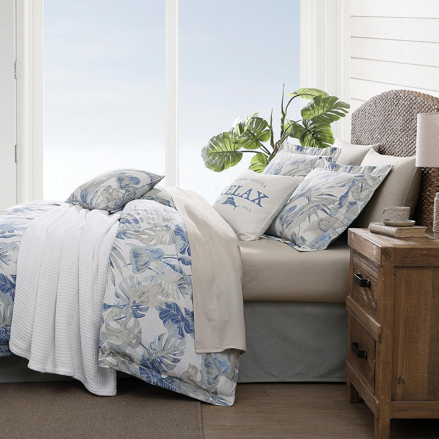 Tommy Bahama Home Tommy Bahama Raw Coast Blue Cotton 5 Piece Comforter Bonus Set
