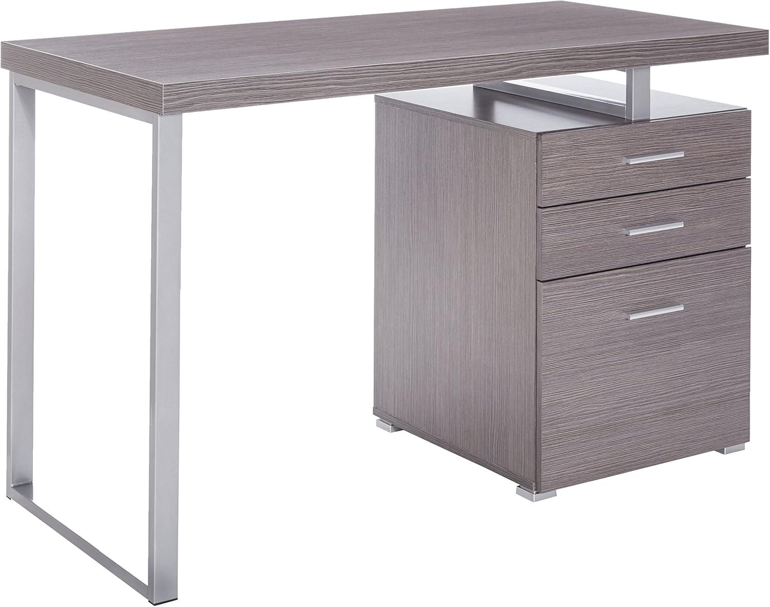 Transitional Grey 48" Home Office Desk with Filing Cabinet