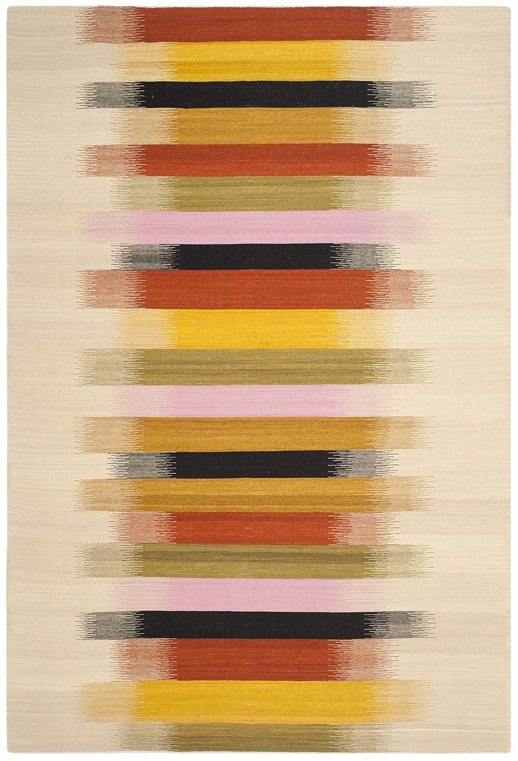SAFAVIEH Dhurries Harland Geometric Area Rug, Beige/Multi, 6' x 9'