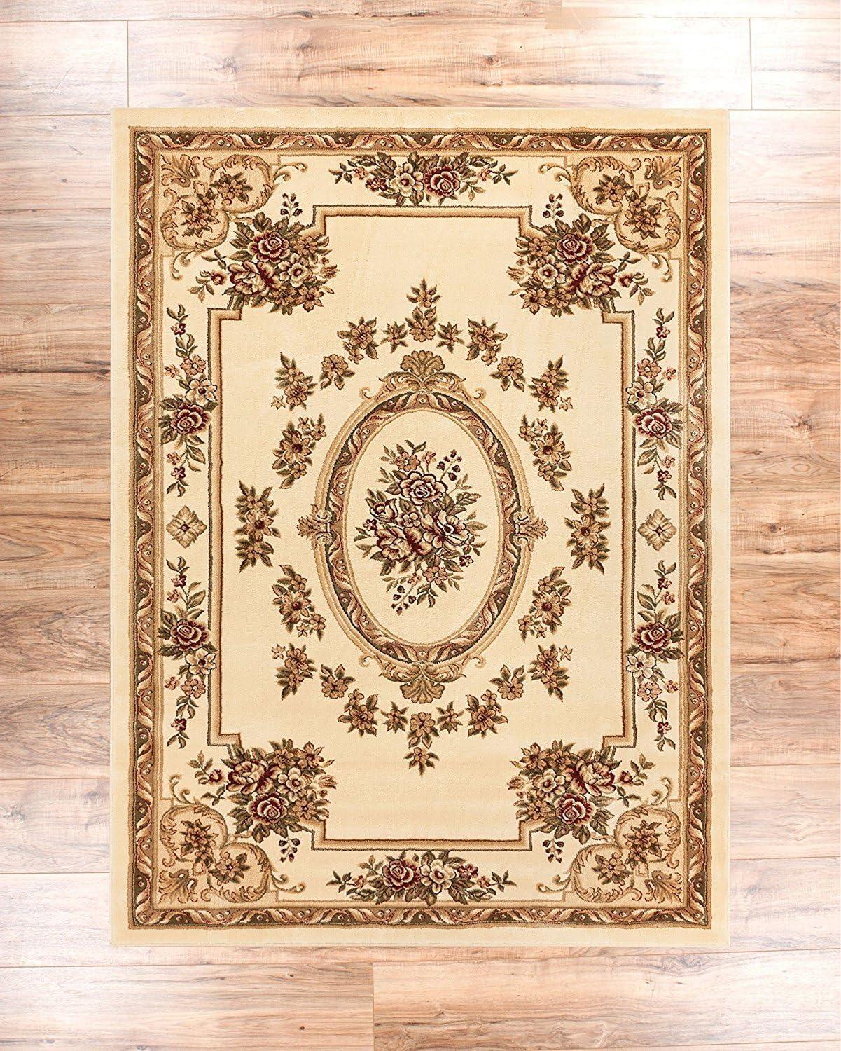 Well Woven Pastoral Medallion French European Floral Formal Traditional Modern Classic Thick Soft Area Rug