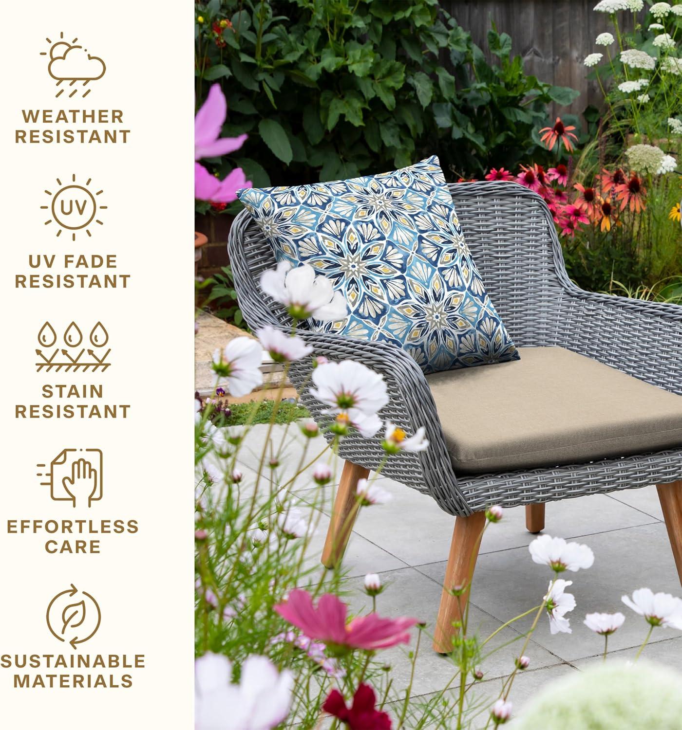 Honeycomb 18"W x 17.5"D Textured Solid Almond Outdoor Universal Seat Cushion
