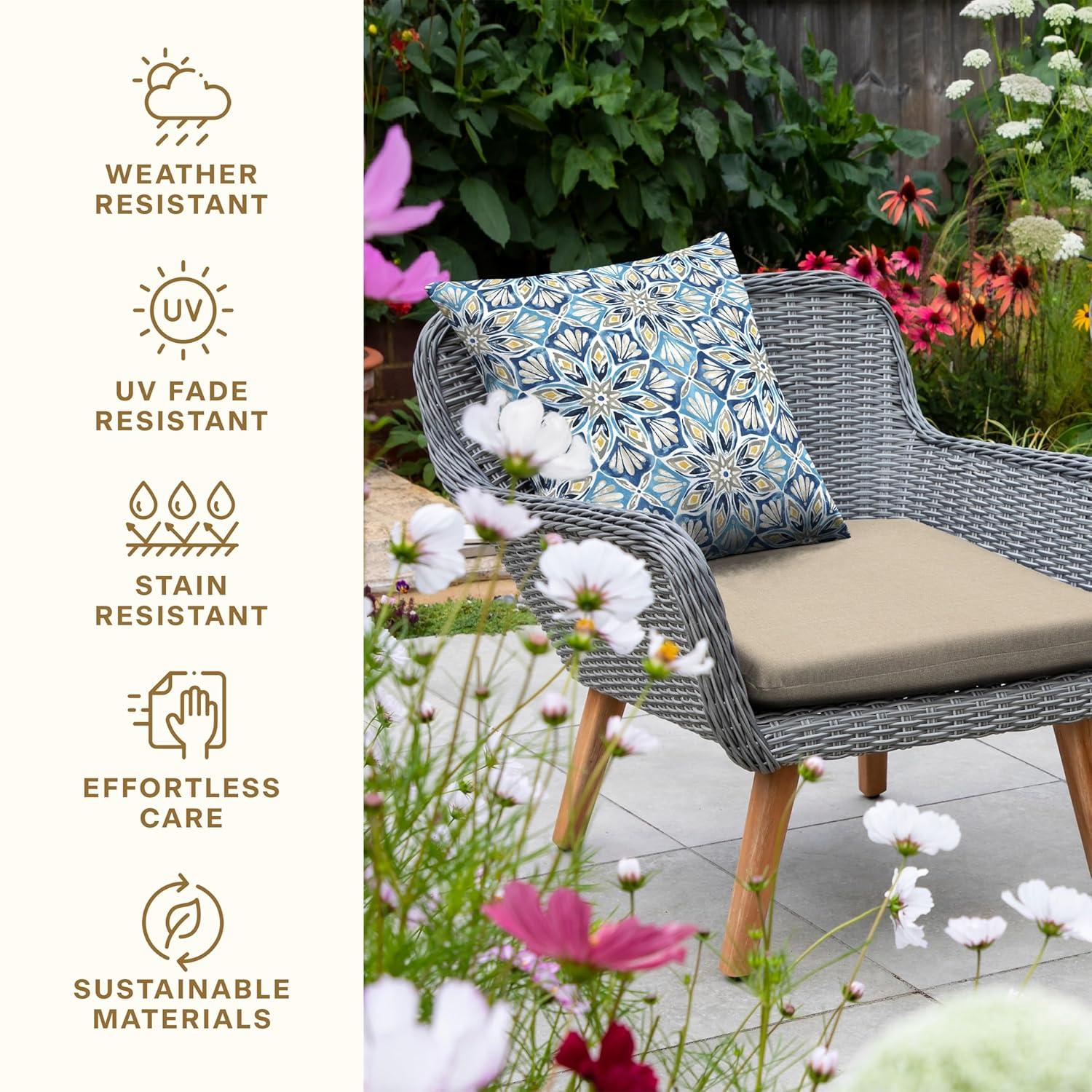 Honeycomb 18"W x 17.5"D Textured Solid Almond Outdoor Universal Seat Cushion