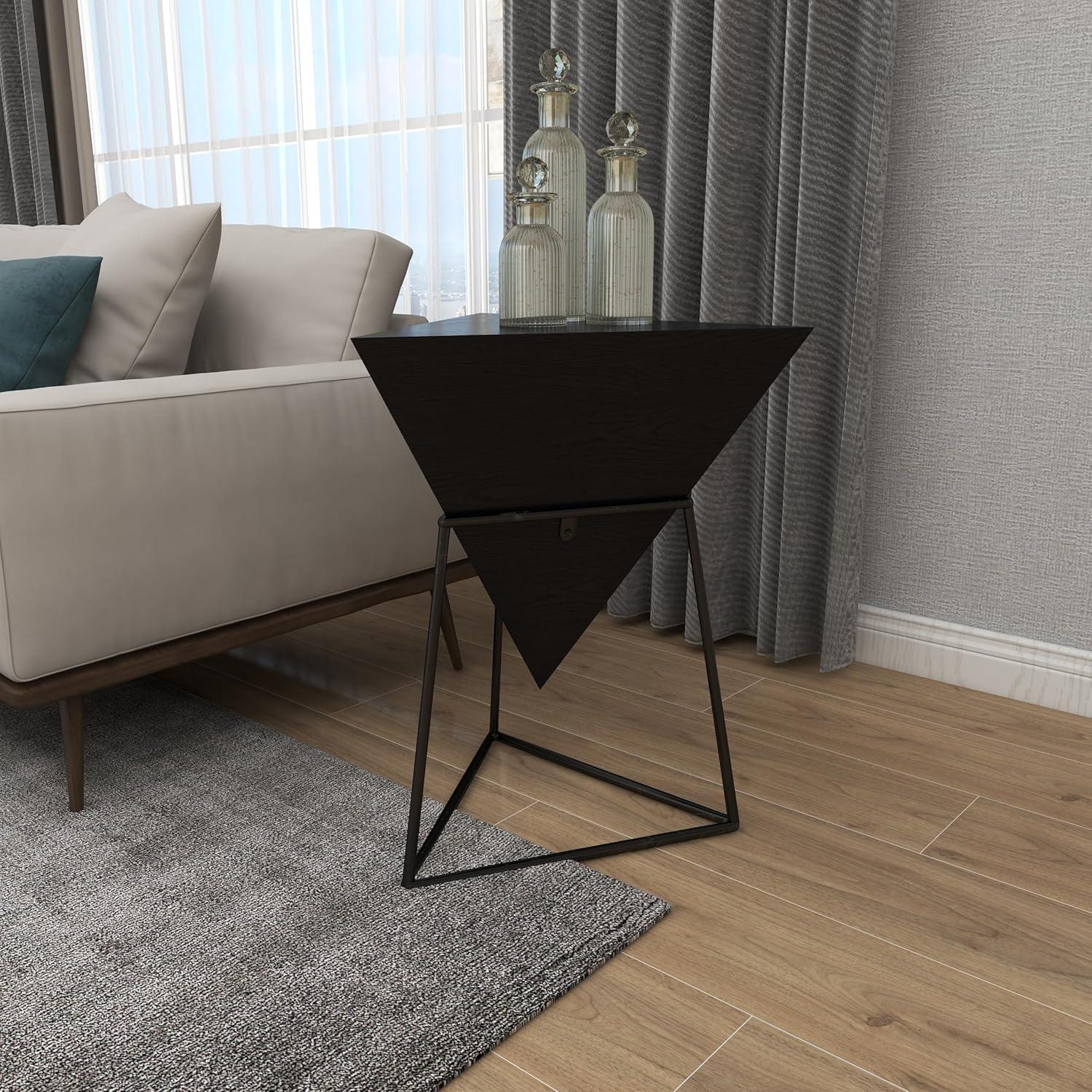 Modern Triangular Accent Table Gray - Olivia & May: Chic Side Table, Metal Frame, Wood Top, Easy to Clean