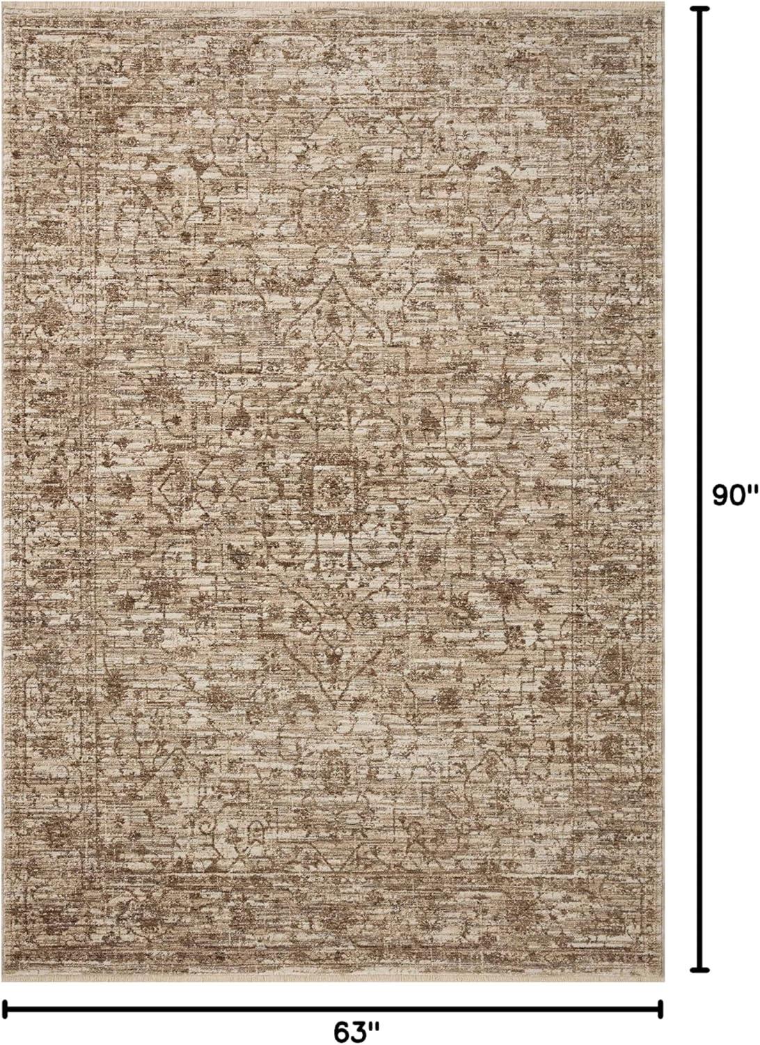 Sorrento Oriental Machine Made Polyester Area Rug in Bark/Natural