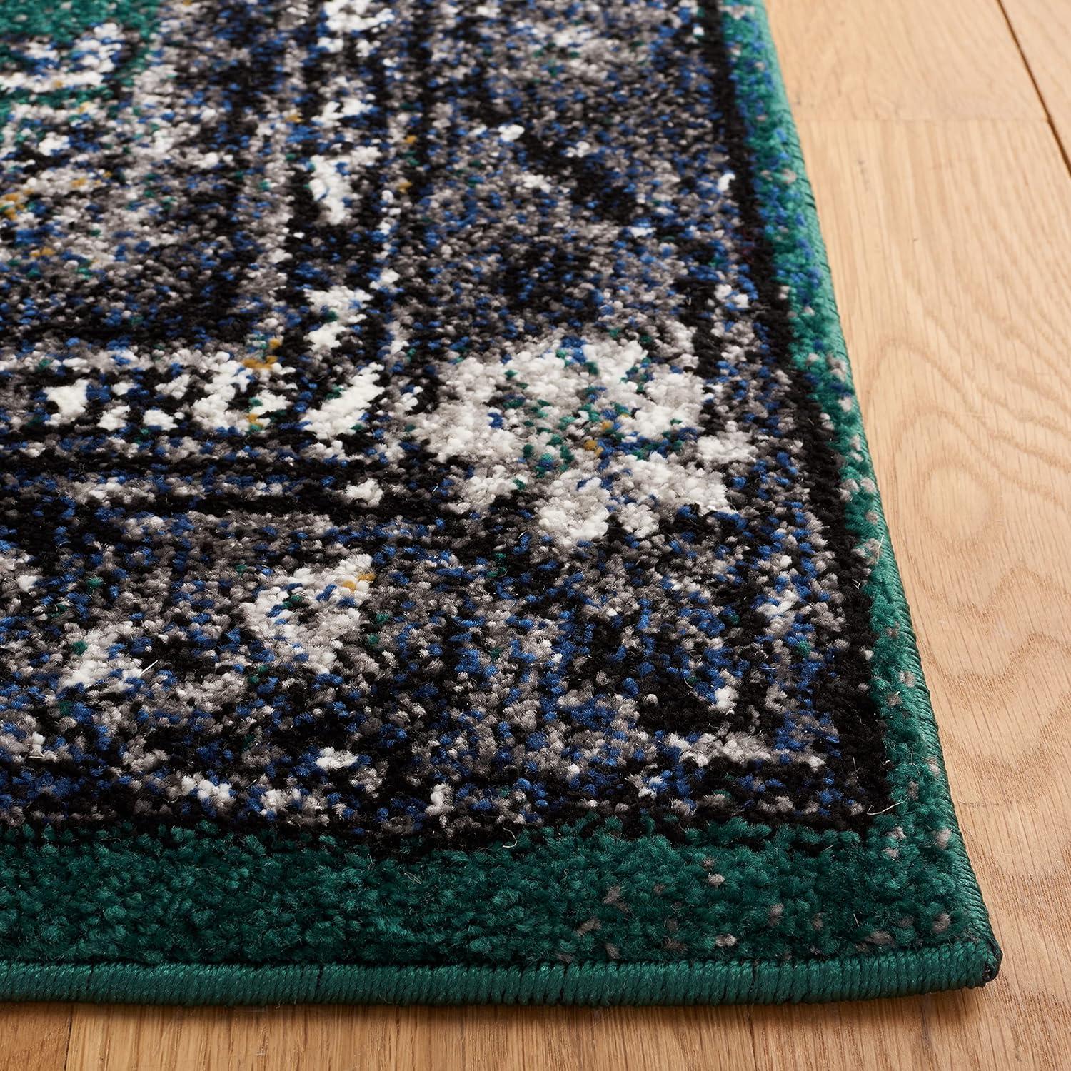 Vintage Hamadan VTH204 Power Loomed Indoor Area Rug - Green/Black - 5'3"x7'6" - Safavieh