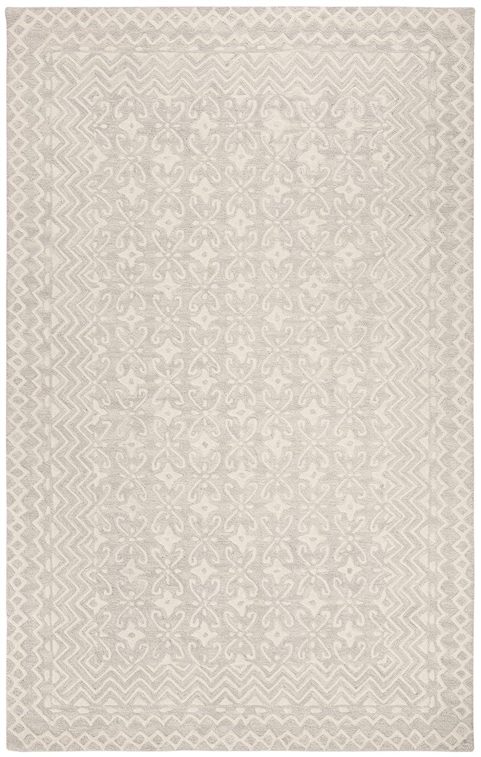 Blossom BLM114 Hand Tufted Area Rug - Grey/Ivory - 4'x6' - Safavieh..