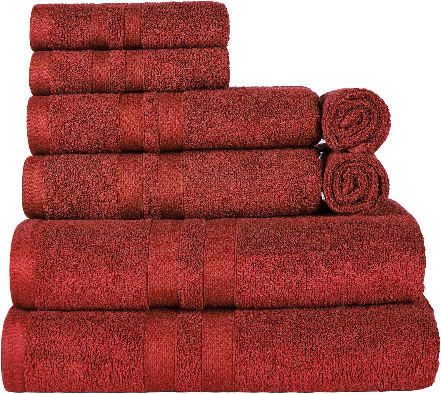 8 Piece Bath Towel Set-Ultra Soft 100% Pure Cotton for Bathroom, Luxury Hotel Quality - Garnet