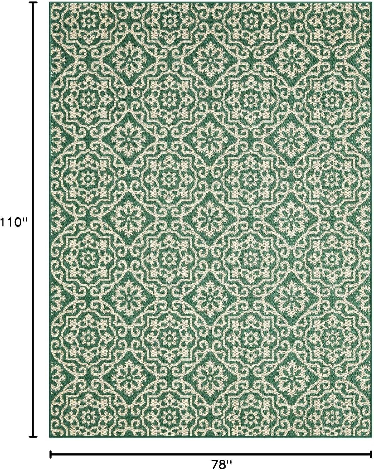 NICOLE MILLER NEW YORK Patio Country Danica Geometric Indoor/Outdoor Area Rug, Green/Beige