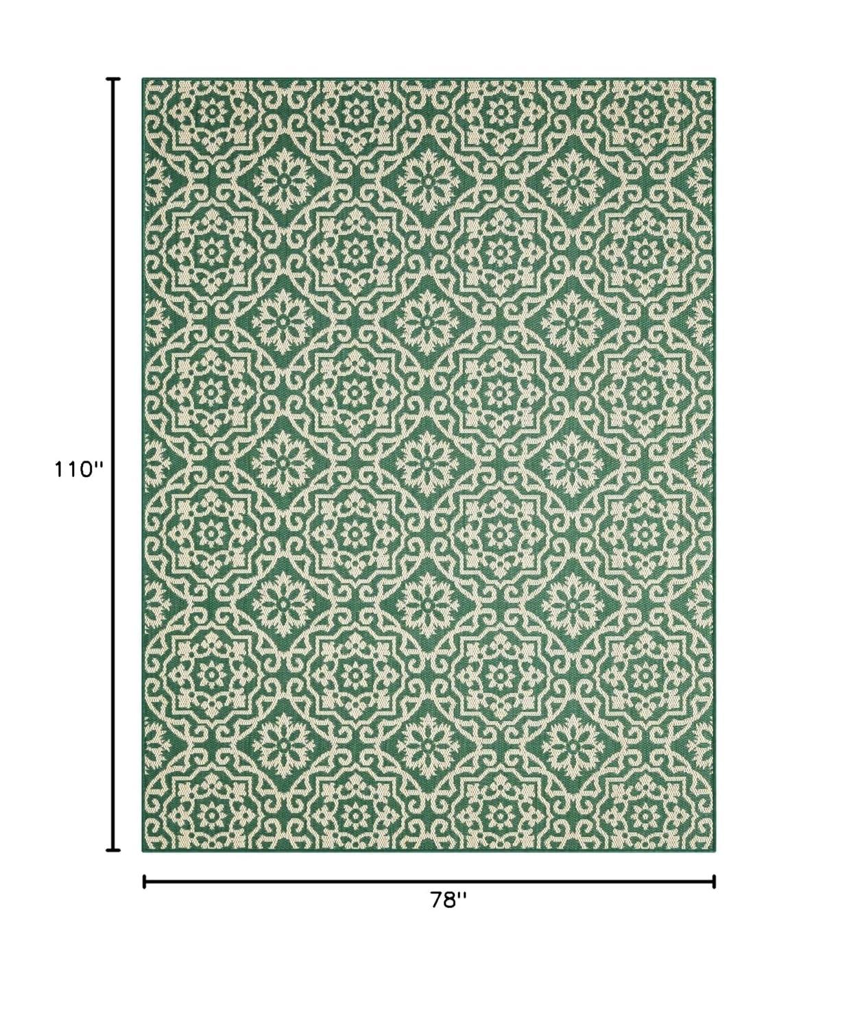 NICOLE MILLER NEW YORK Patio Country Danica Geometric Indoor/Outdoor Area Rug, Green/Beige