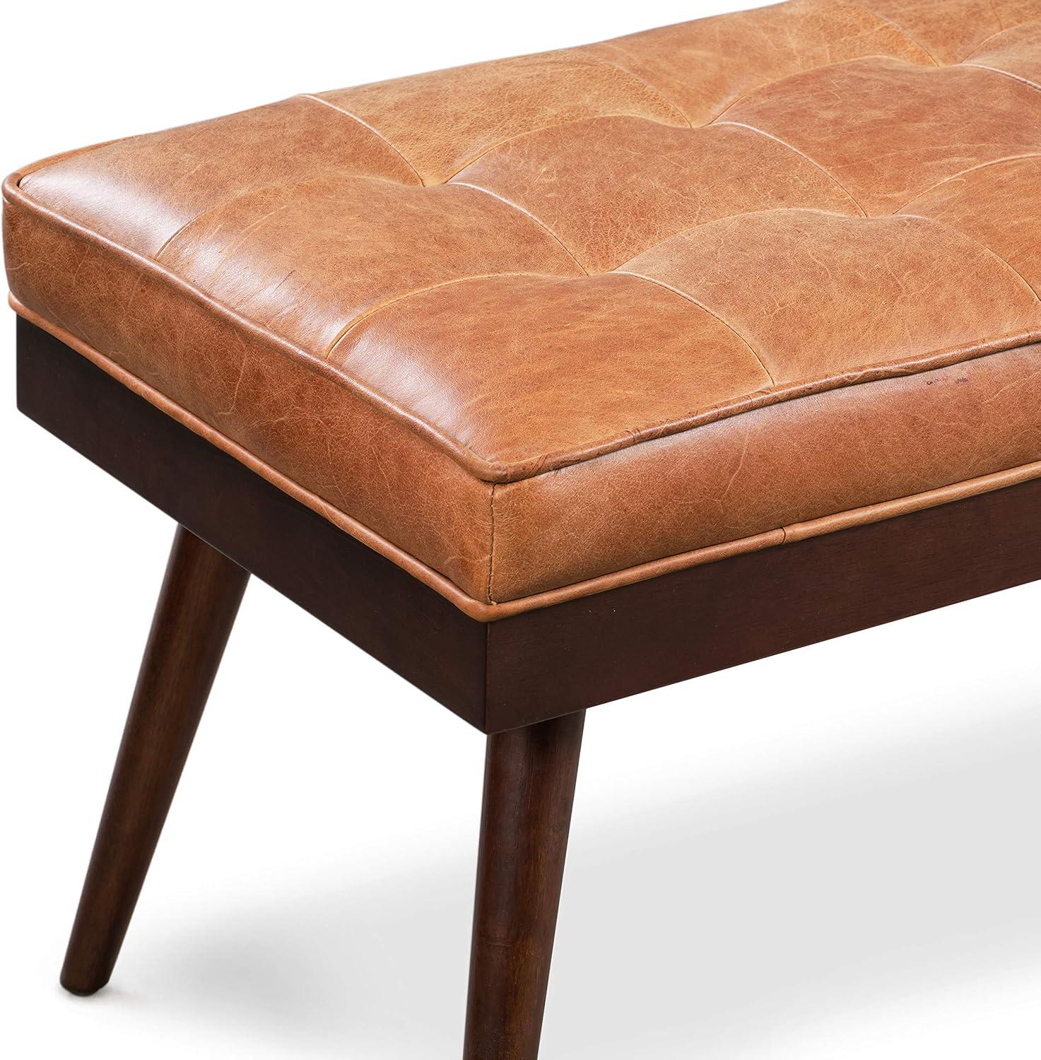 Athan Full-Grain Italian Genuine Leather Bench