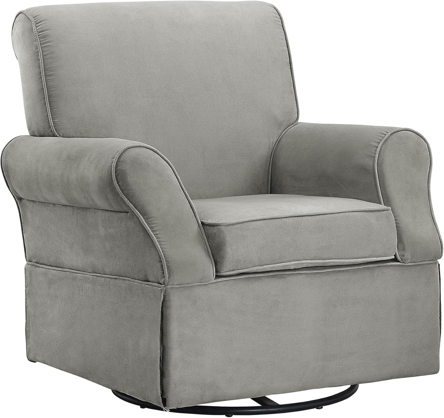 Gray Microfiber Swivel Glider Chair and Ottoman Set