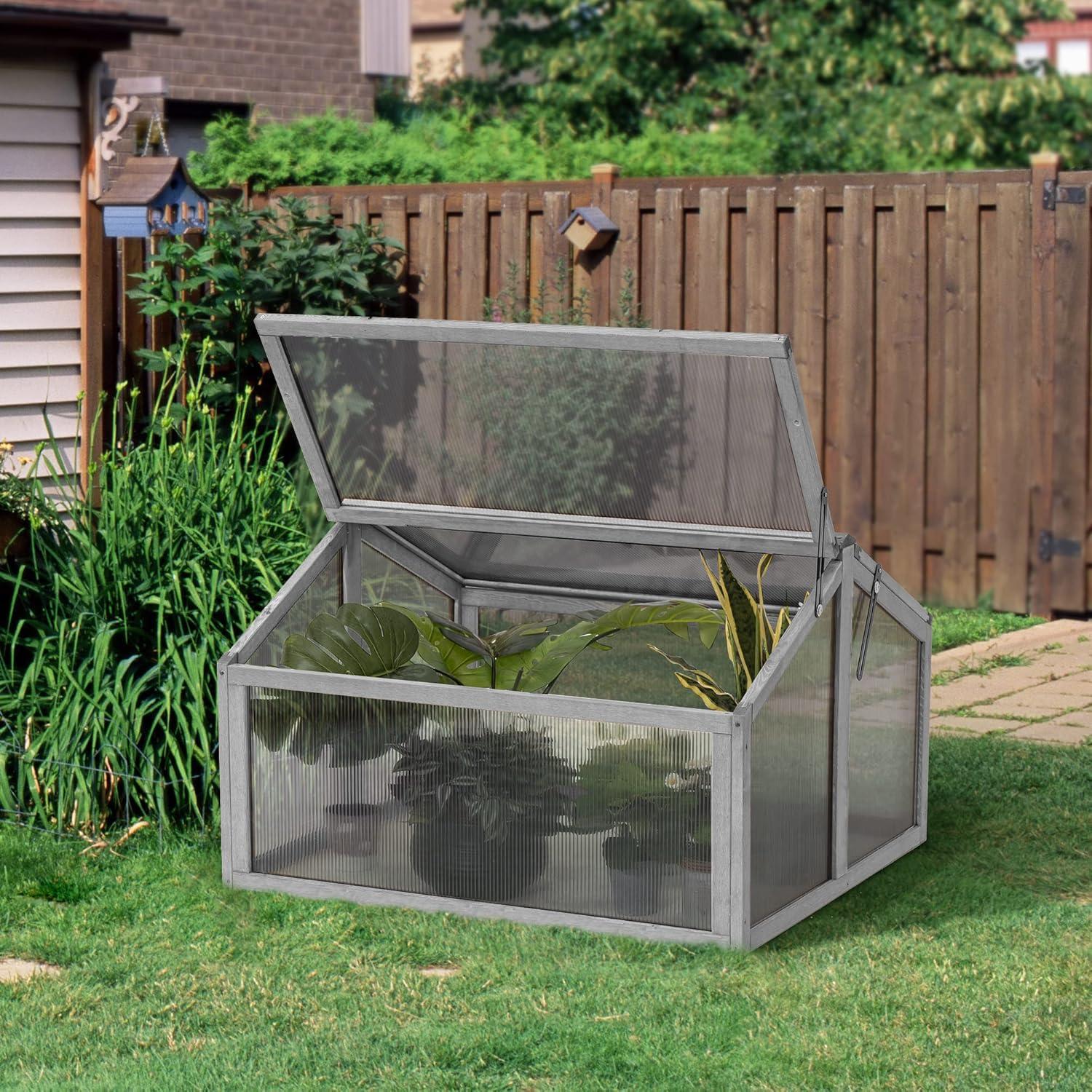 MCombo 35.4" W x 31.5" D Double Box Wooden Greenhouse Cold Frame