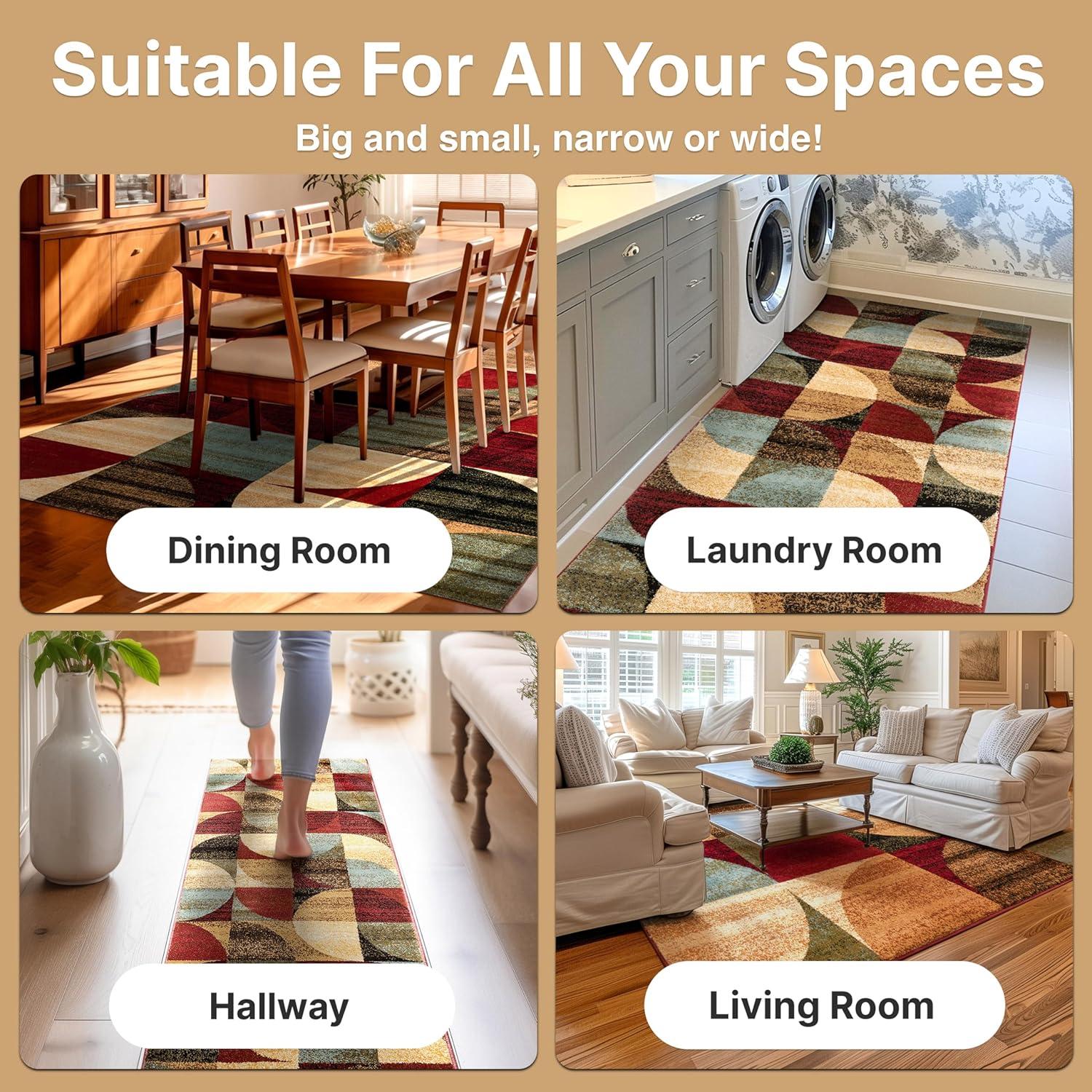 Well Woven Barclay Geometric Rustic Area Rugs, Red
