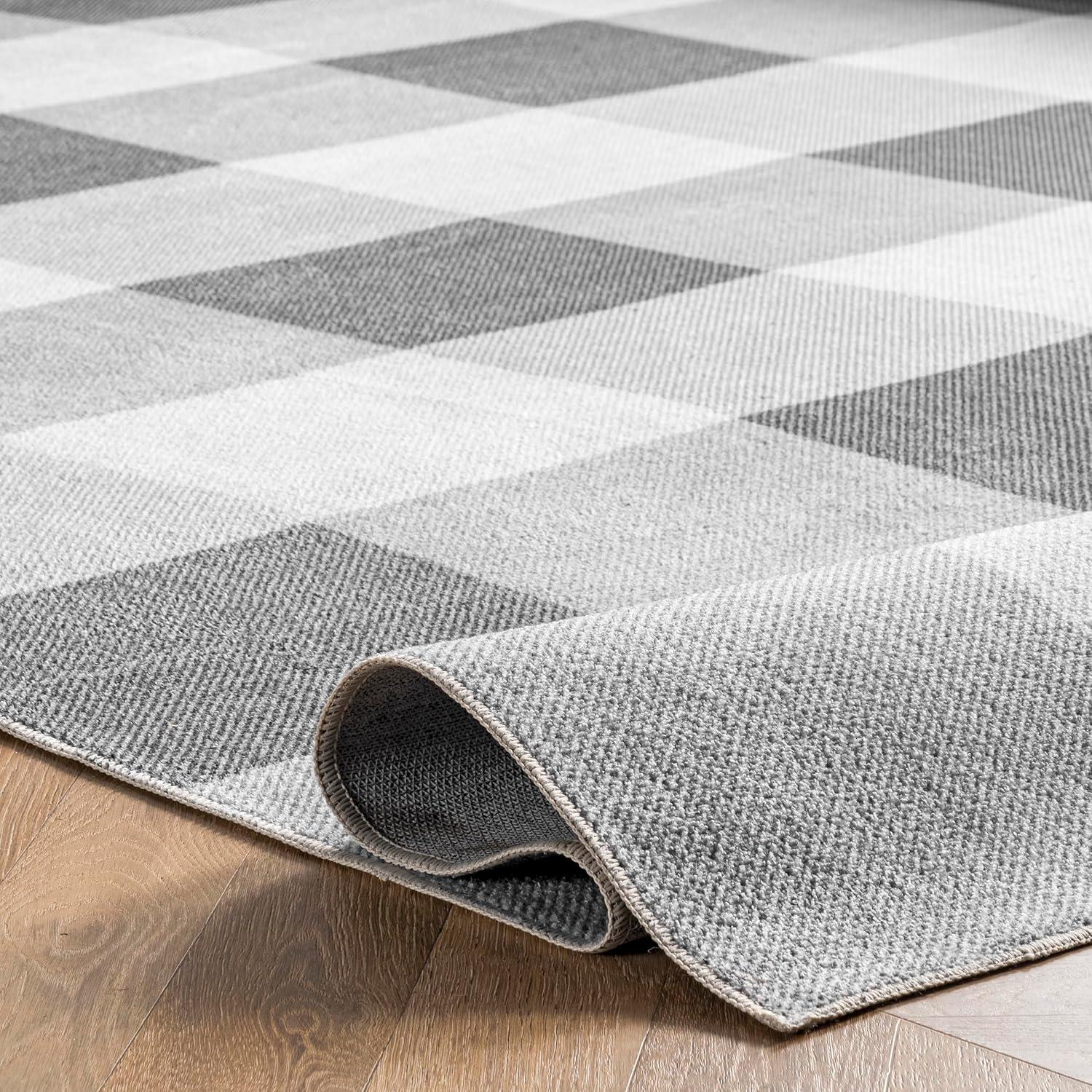 Nuloom Lucy Machine Washable Farmhouse Buffalo Plaid Indoor Area Rug