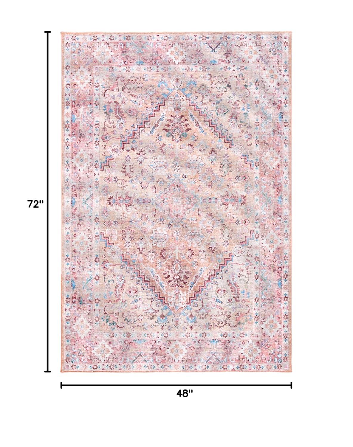 Serapi SEP515 Power Loomed Machine Washable Area Rug - Beige/Pink - 4'x6' - Safavieh.