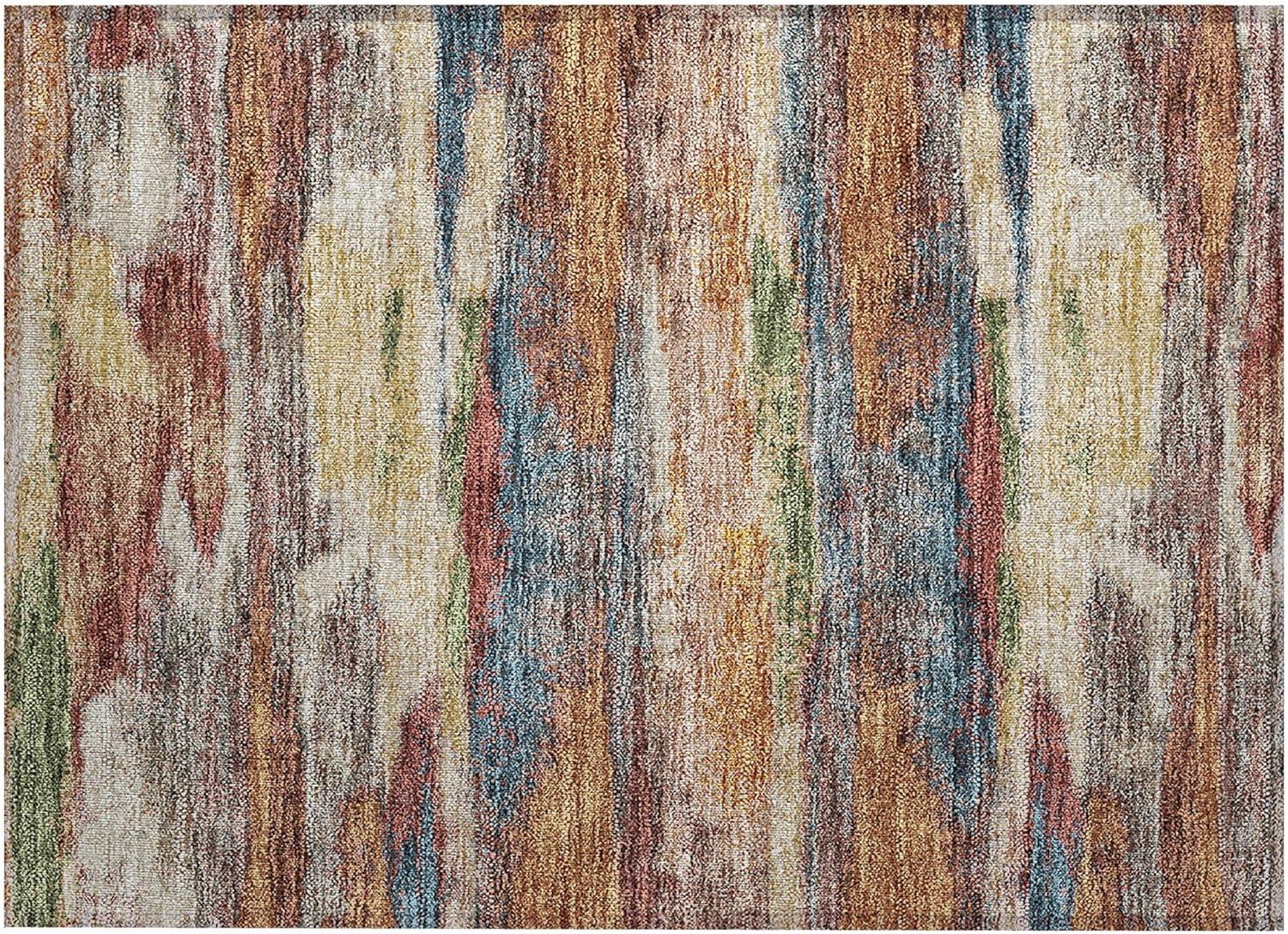 Abstract Multicolor Synthetic Flat Woven 10' x 14' Rug