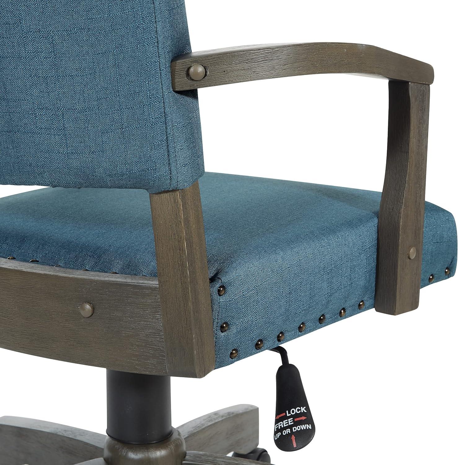 Santina Bankers Chair with Antique Gray Finish and Blue Fabric