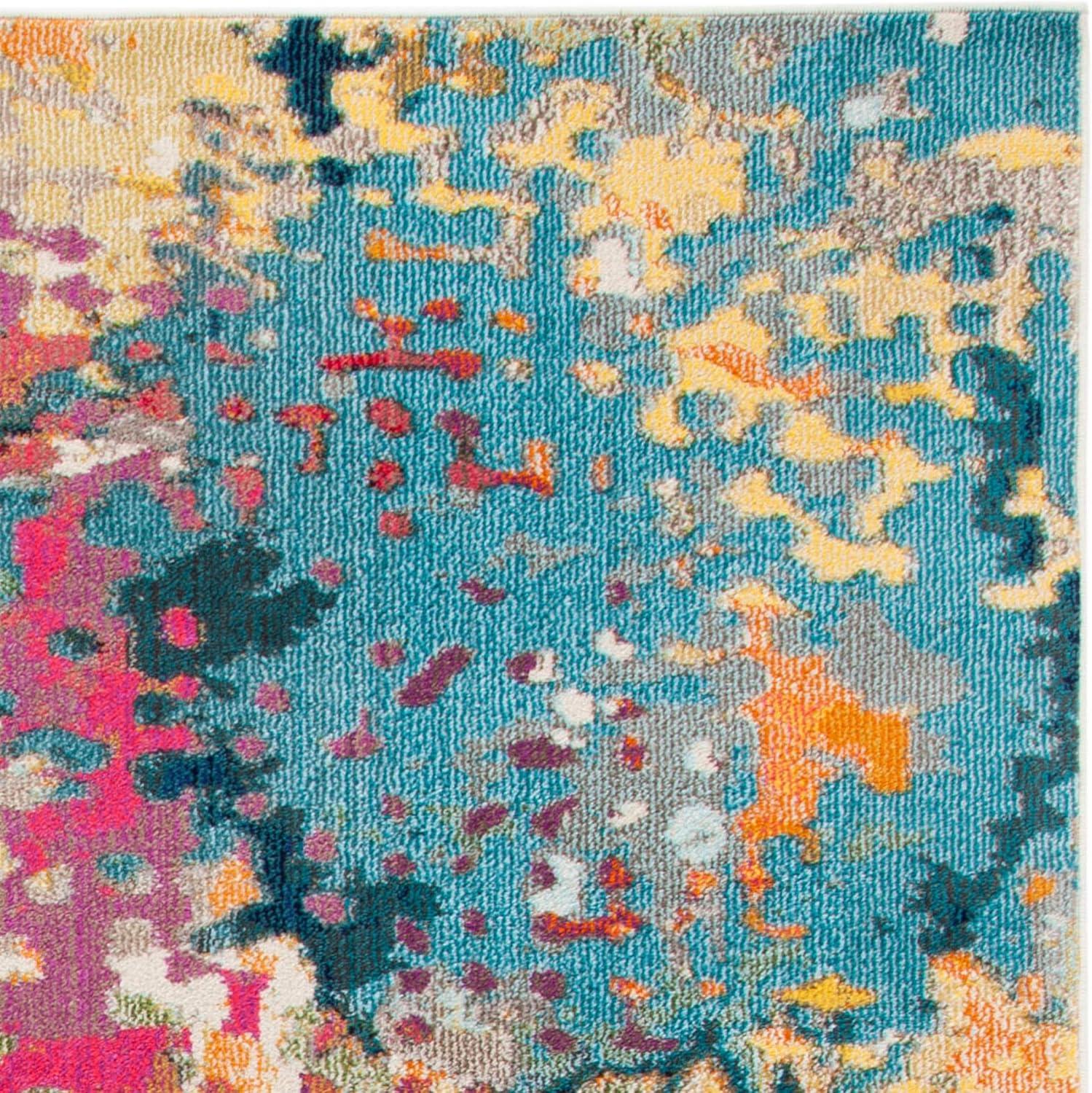 SAFAVIEH Madison Colleen Abstract Distressed Area Rug, Ivory/Multi, 9' x 12'