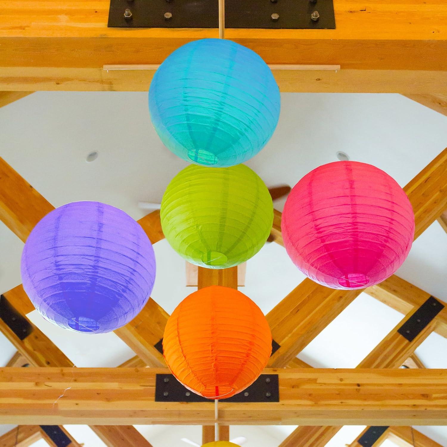 LumaBase Round Paper Lanterns - 5 Count (Set of 5)