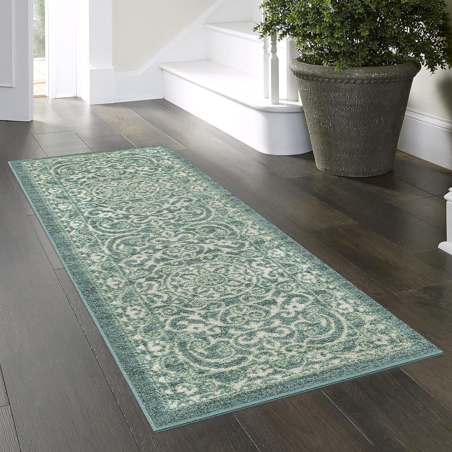 Charlton Home® Dreyfuss Light Spa/Turquoise/Ivory Rug
