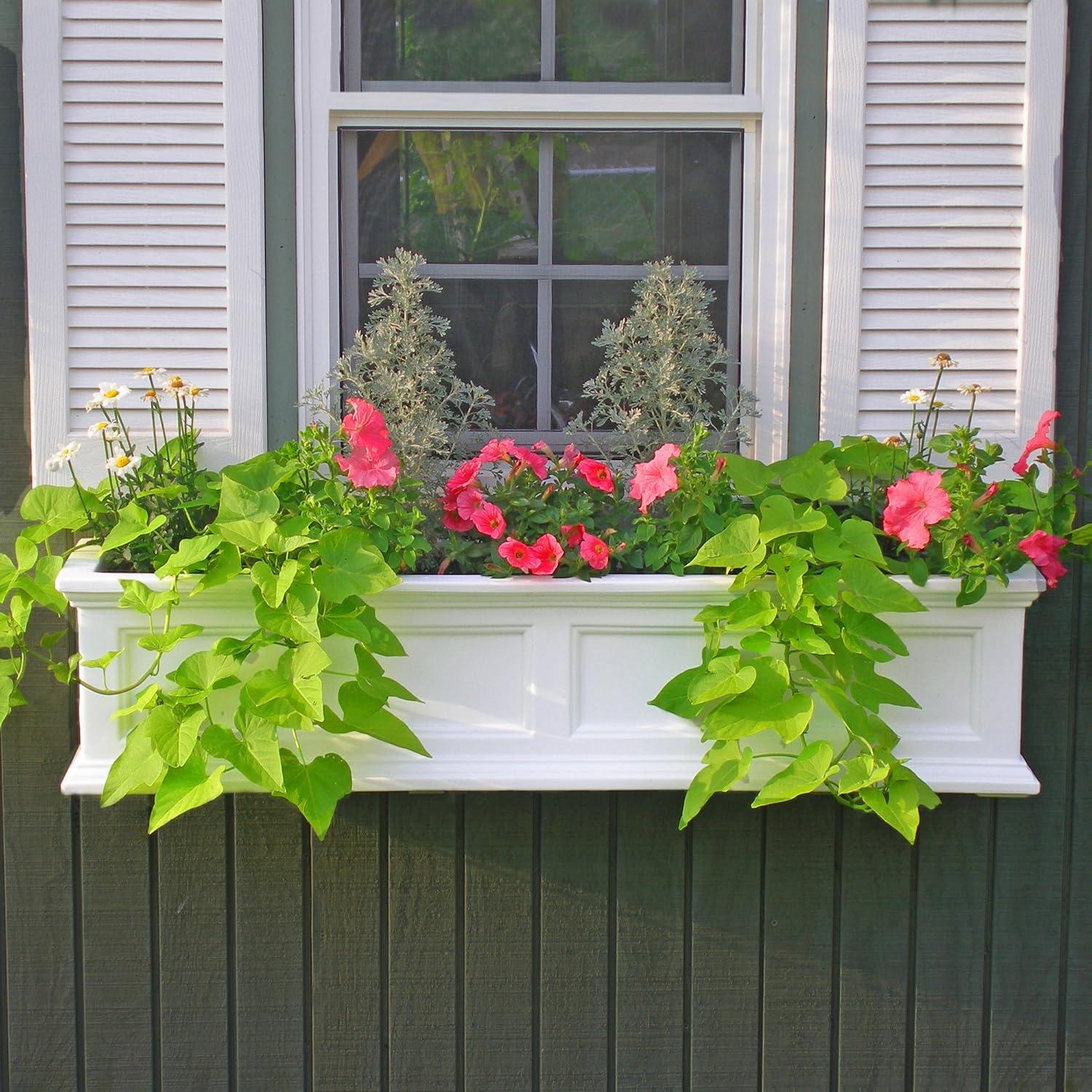 Anastasiya Resin Window Box Planter with Water Reservoir