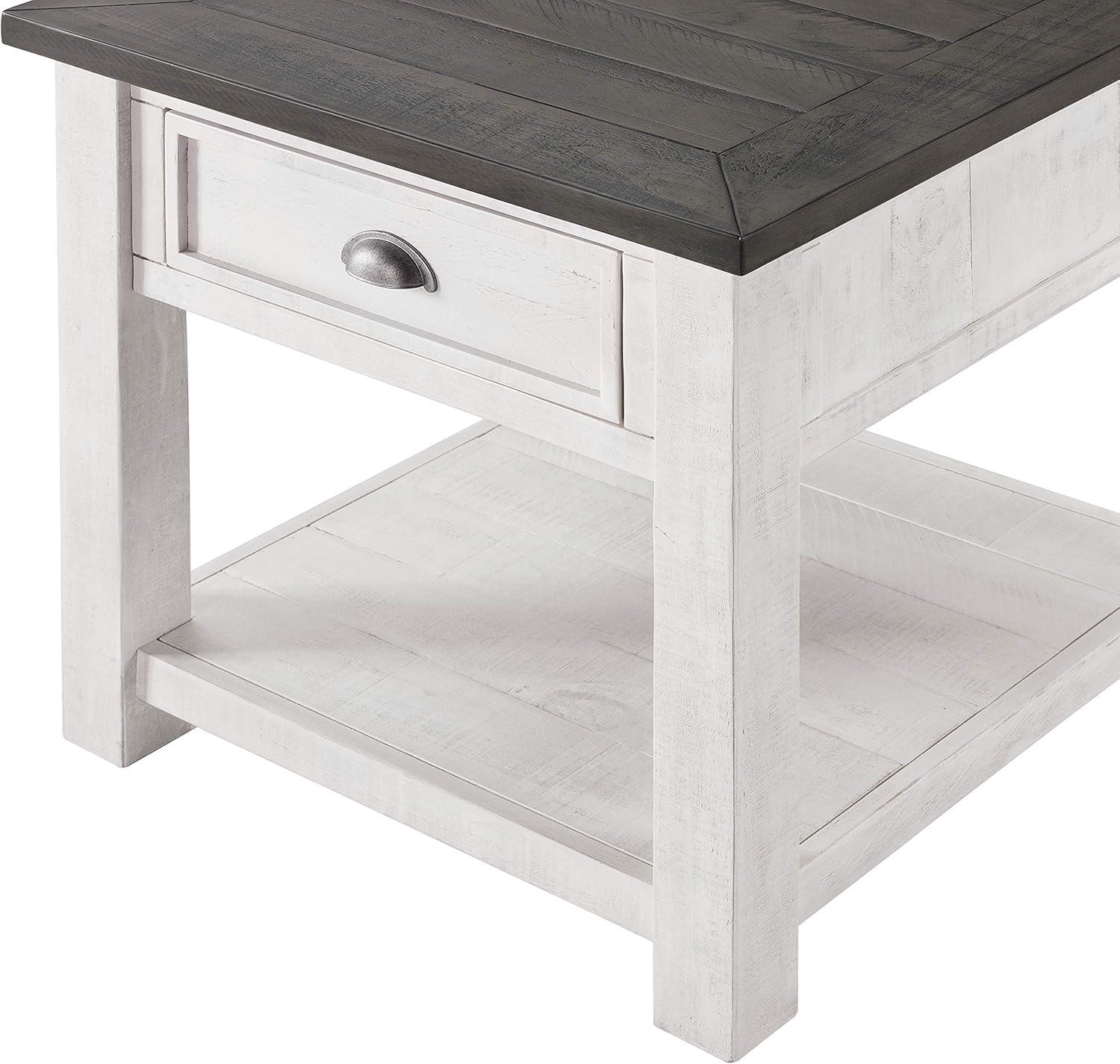 Martin Svensson Home Monterey Solid Wood End Table, White and Grey