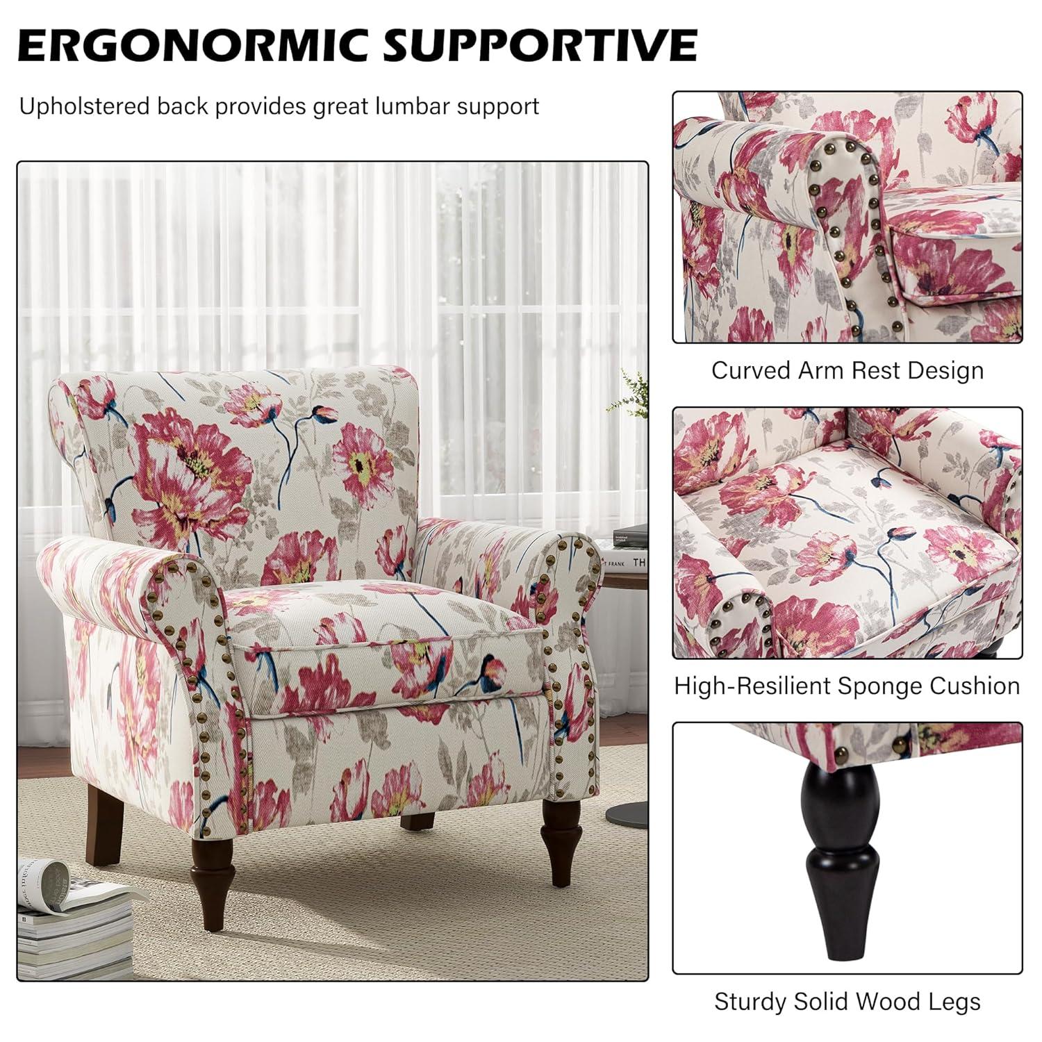 Floral Pattern Blue and White Barrel Accent Chair Set