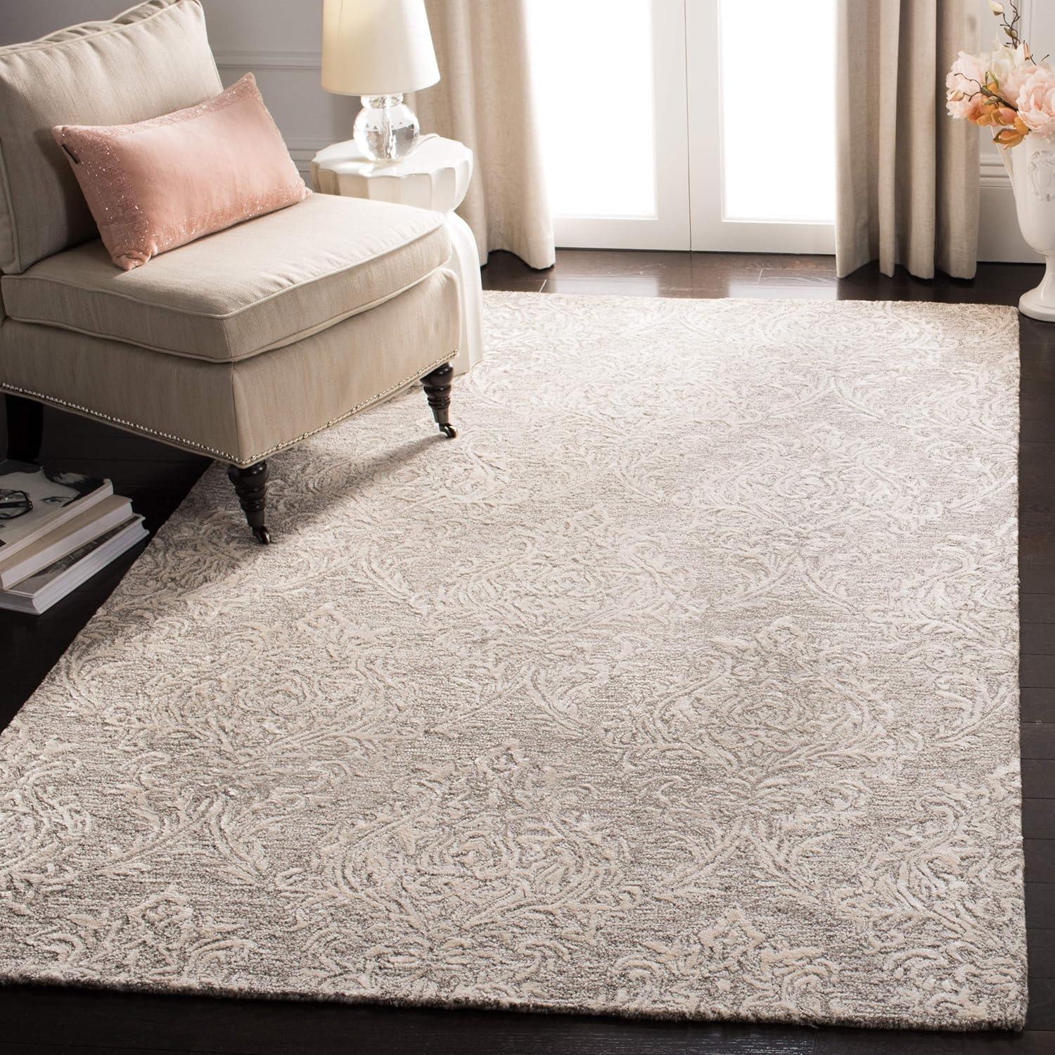 SAFAVIEH Glamour Tiana Damask Area Rug, Grey/Ivory, 9' x 12'