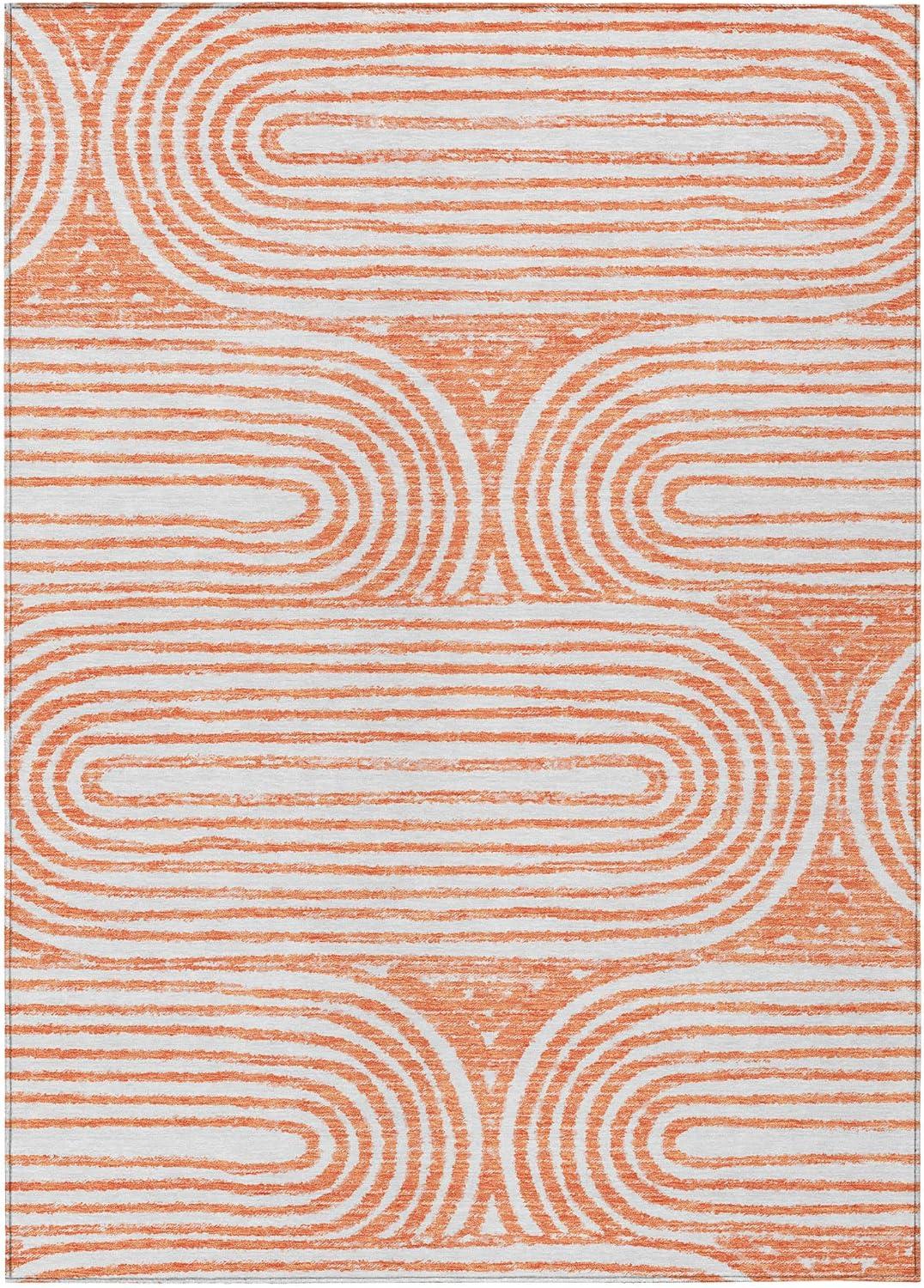 Addison Rugs Chantille Indoor/Outdoor Contemporary Art Deco Salmon Washable Rectangle Rug, 5' x 7'6"