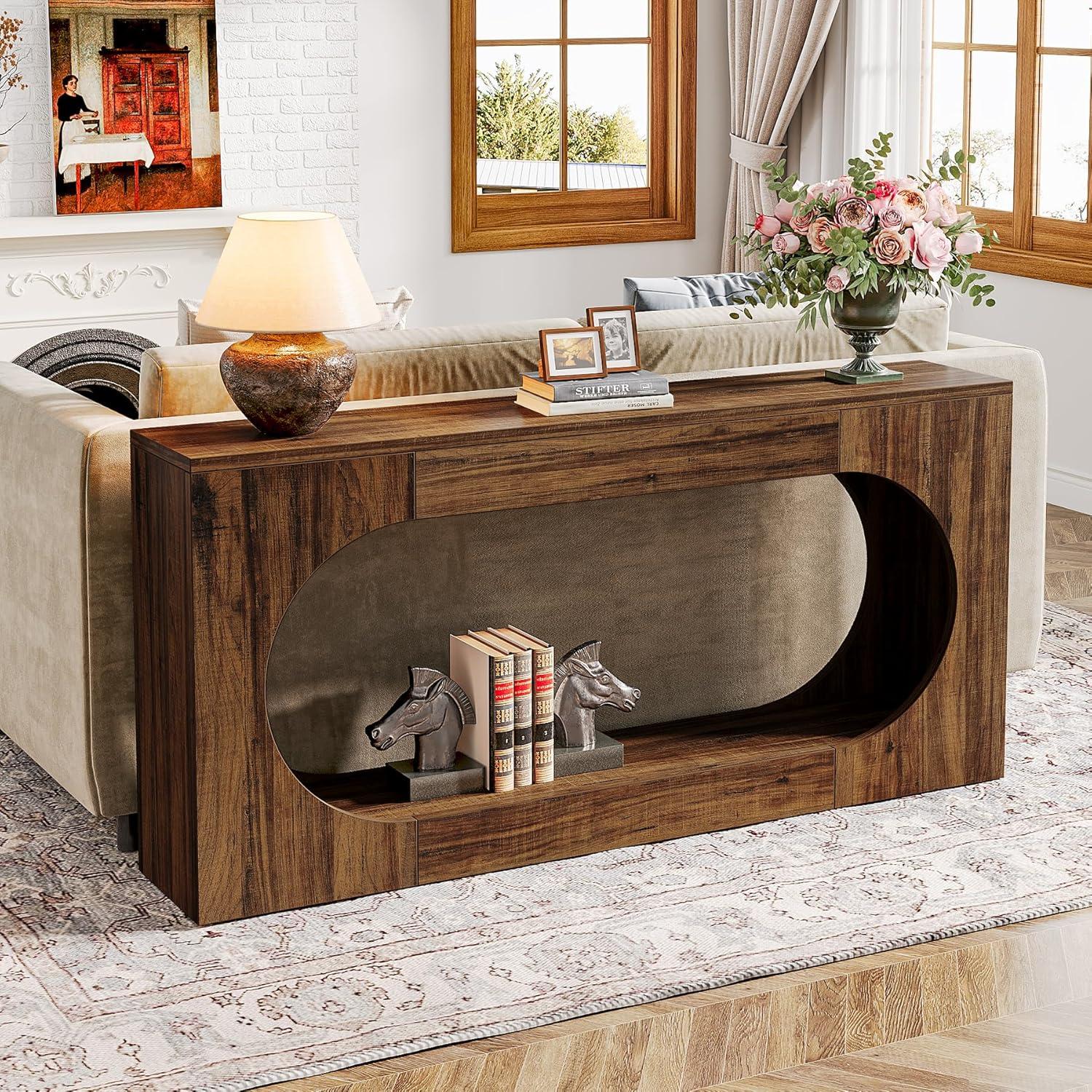 Millwood Pines 63-Inch Console Table,Narrow Sofa Table Behind Couch