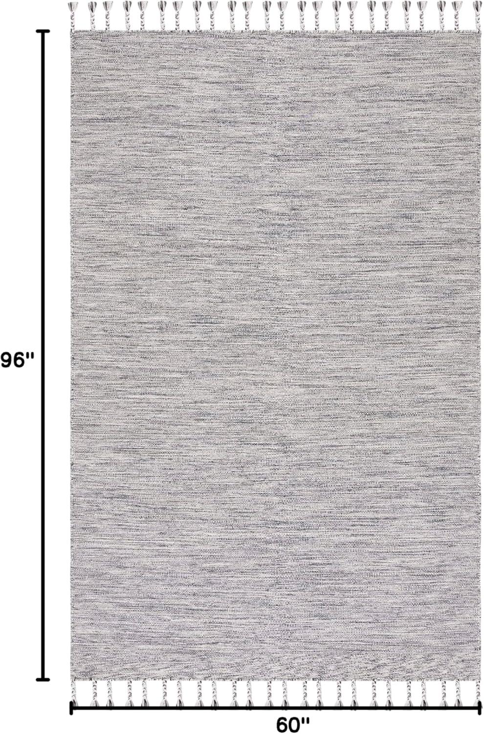 Dhurries DHU801 Hand Loomed Area Rug - Dark Grey/Beige - 5'x8' - Safavieh.