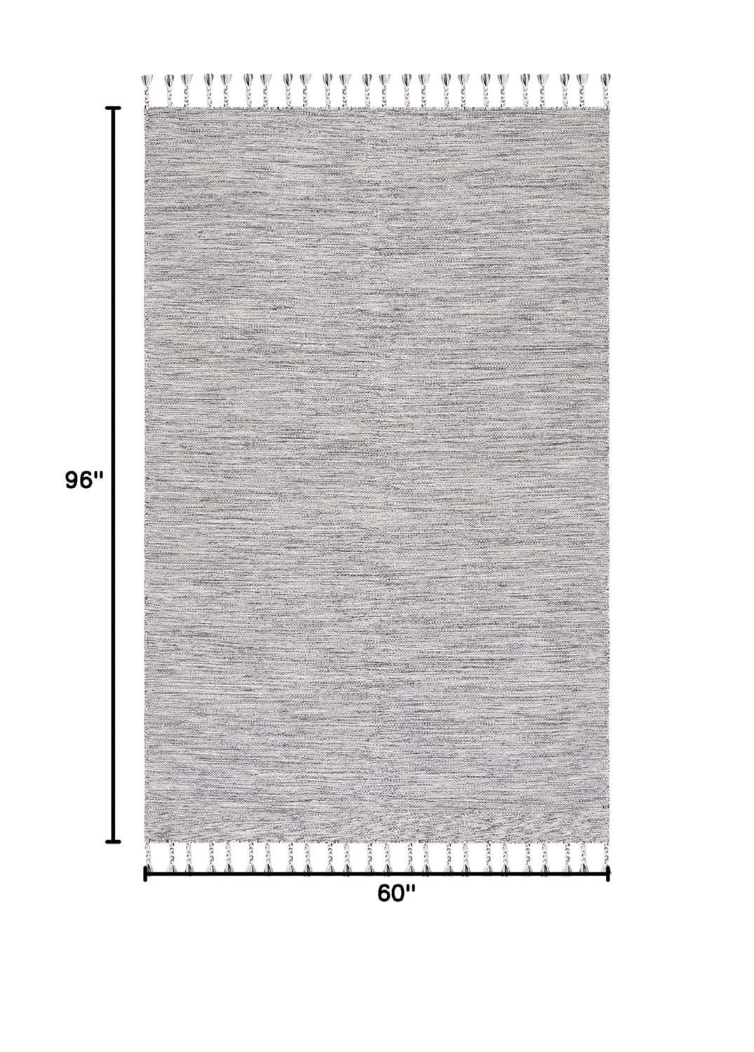 Dhurries DHU801 Hand Loomed Area Rug - Dark Grey/Beige - 5'x8' - Safavieh.