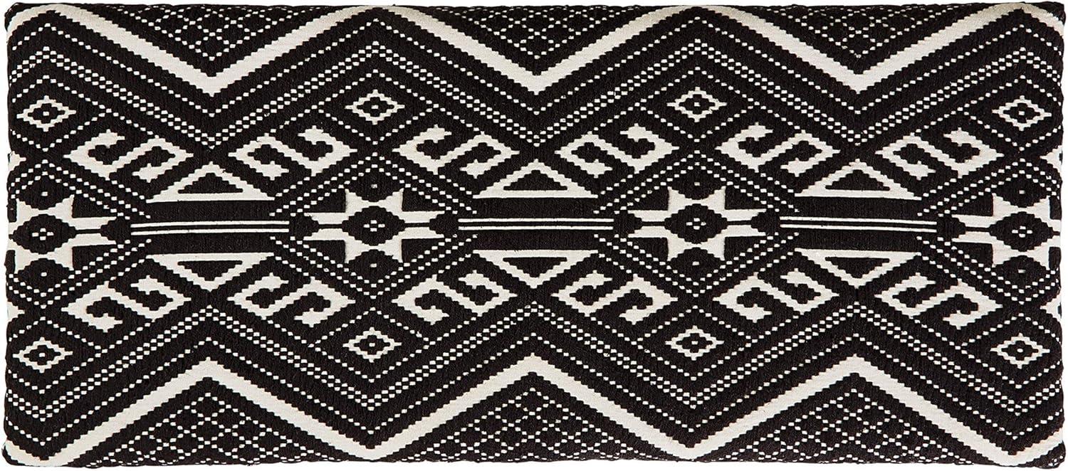 Cababi 36'' Black and White Tribal Motif Upholstered Storage Bench