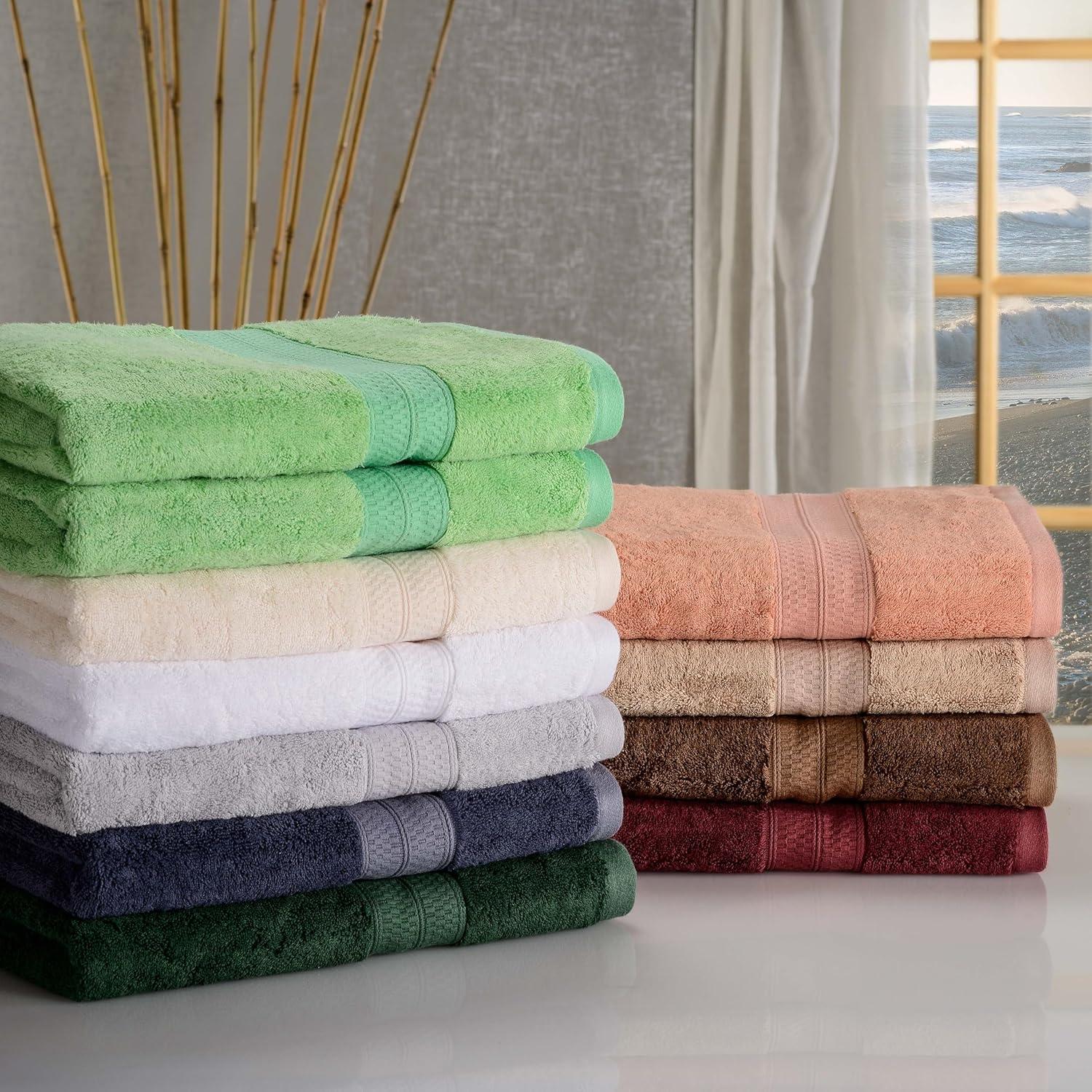 Superior 8-Piece Ultra-Soft Bamboo Bath Towel Set for Bathroom, Spa, and Gym, Hunter Green