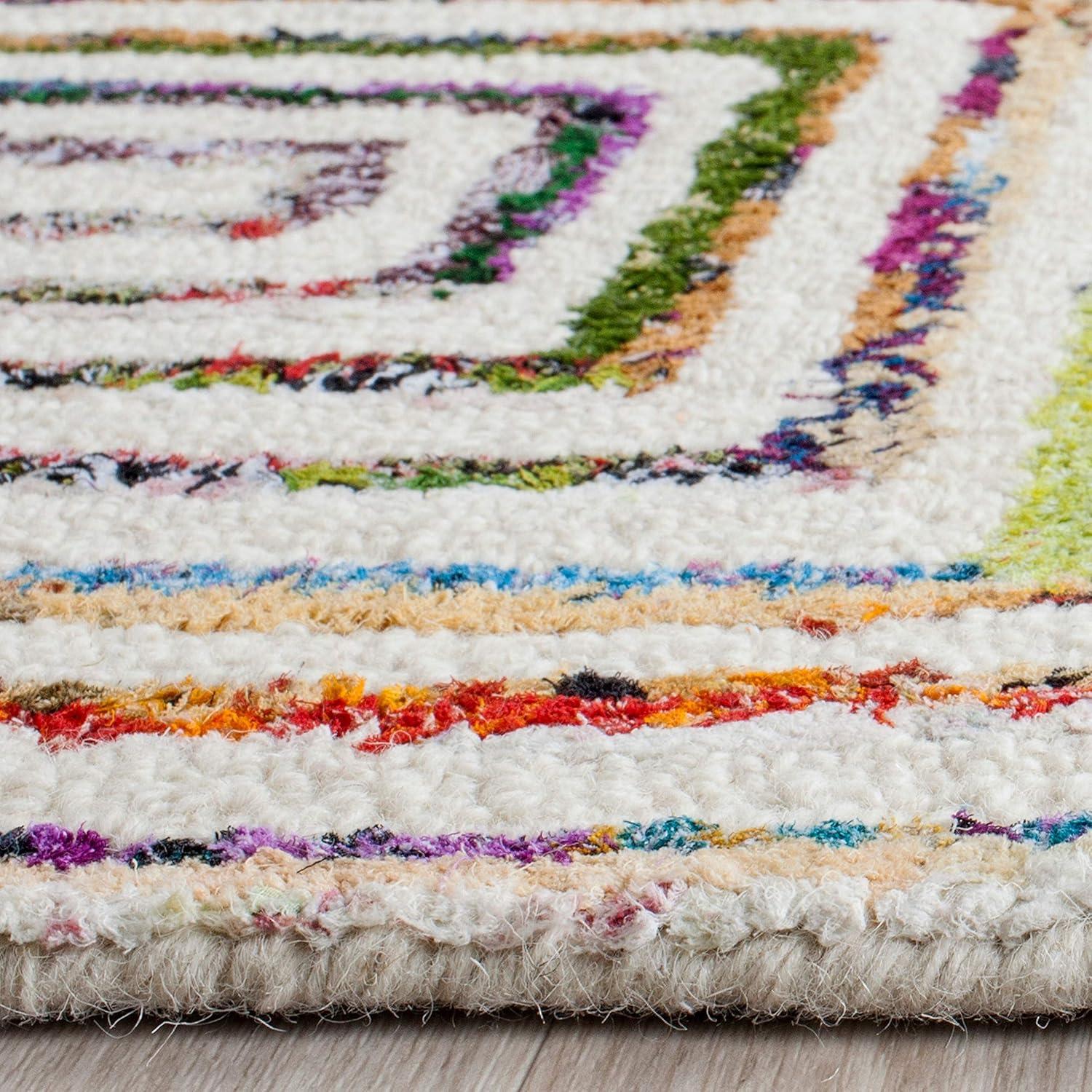 Ivory and Multicolor Hand-Tufted Wool Area Rug 2' x 3'