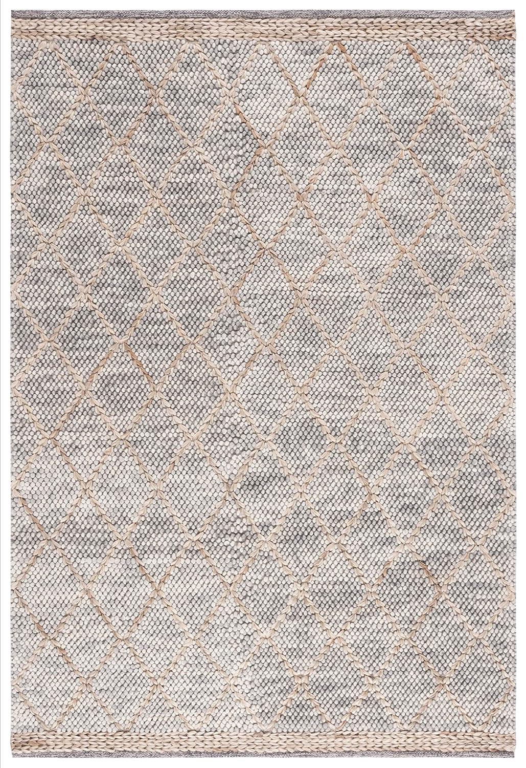 Ivory and Natural Flat Woven Wool Area Rug 9' x 12'