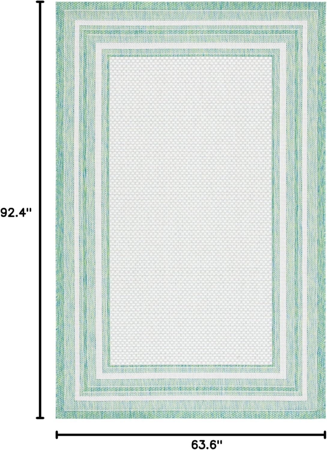 Courtyard CY8475 Power Loomed Indoor and Outdoor Area Rug - Ivory/Green - 5'3"x7'7" - Safavieh