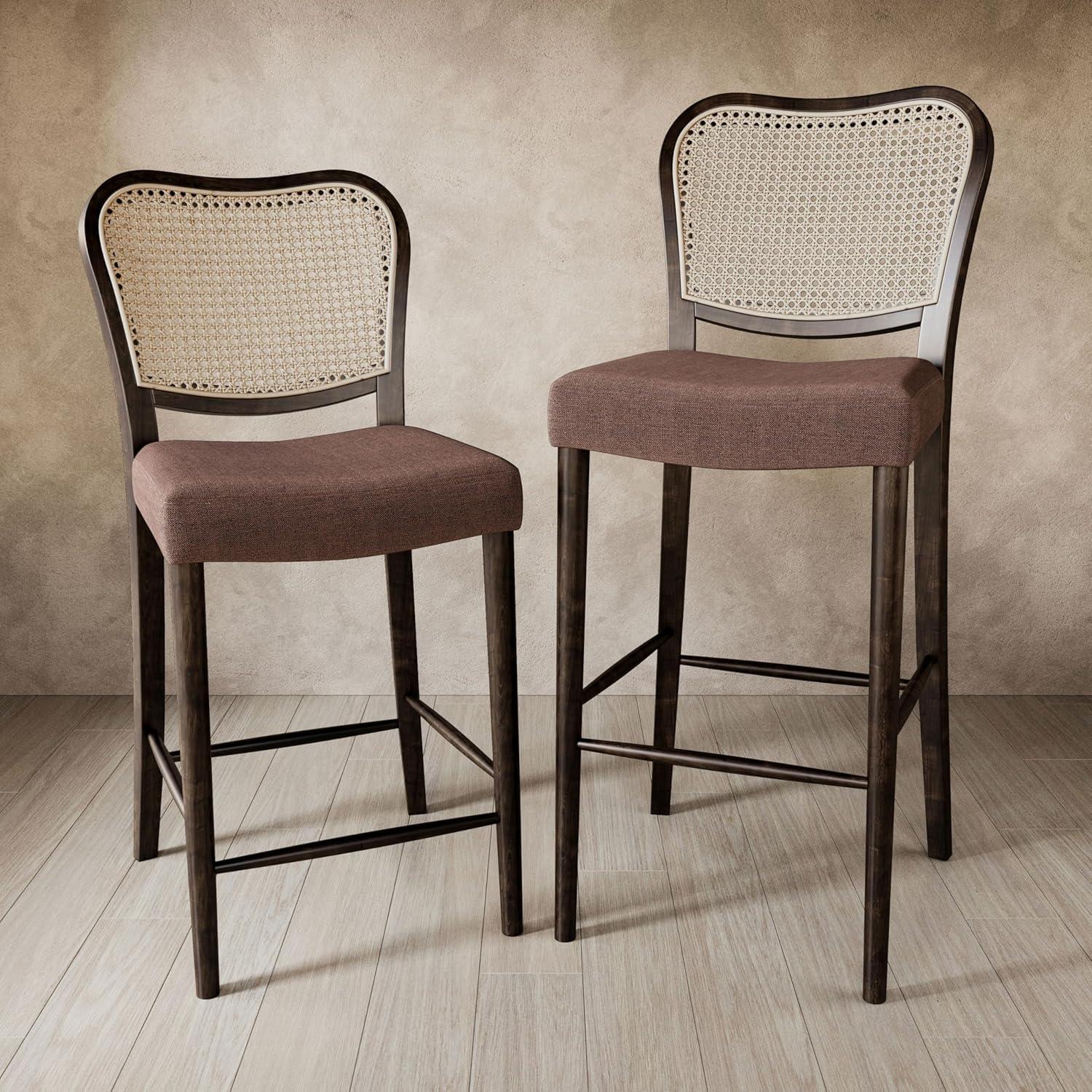 Maven Lane Vera High Back Fabric Counter Height Chair, Aged Brown/Clay