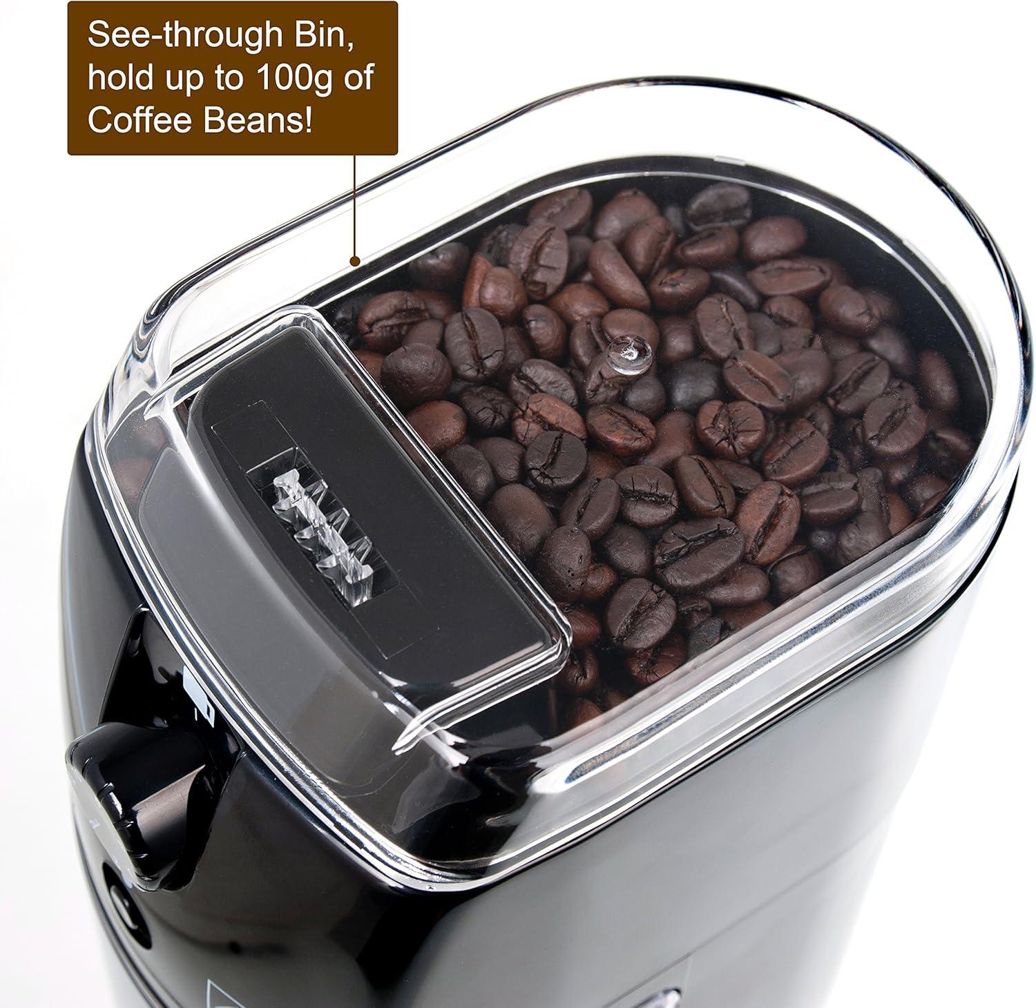 Secura Electric Burr Coffee Grinder Mill, Adjustable Cup Size, 17 Fine to Coarse Grind Size Settings for Drip, Percolator, French Press and Turkish Coffee Makers, Black