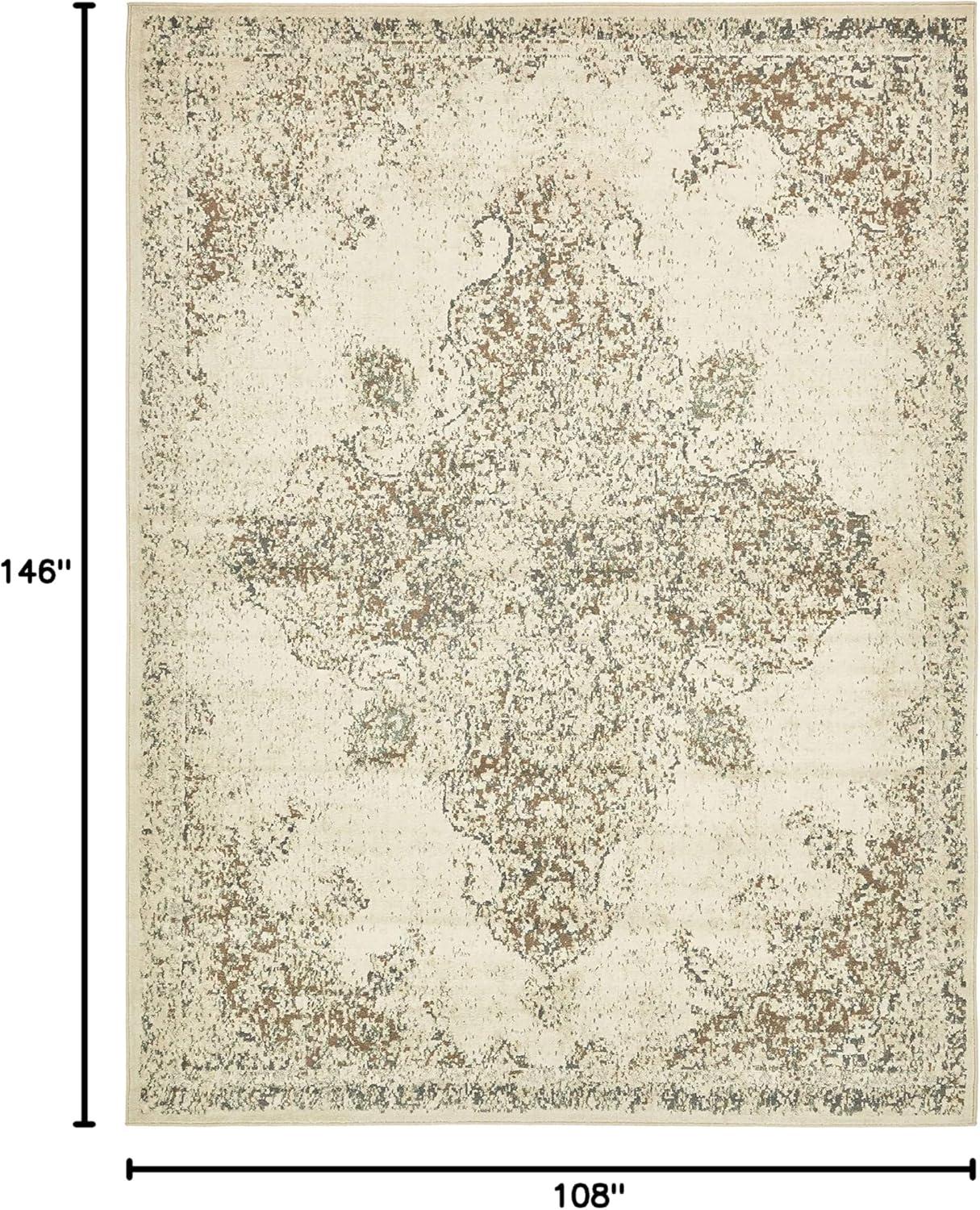 Unique Loom Tuareg Collection Area Rug - Medallion (9' x 12' 2" Rectangle Cream/Beige)