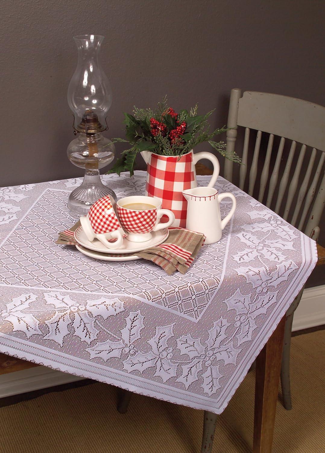 Heritage Lace Holly Vine 58x58 Topper, White