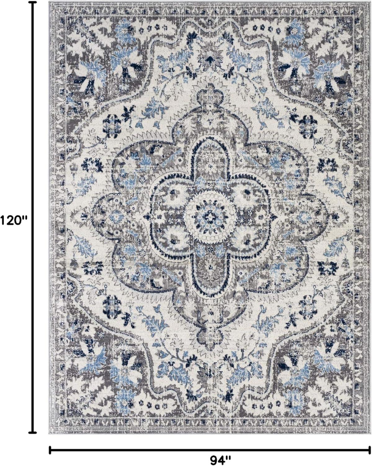 Livabliss Roma Vintage Medallion Area Rug,7'10" x 10',Blue/Grey