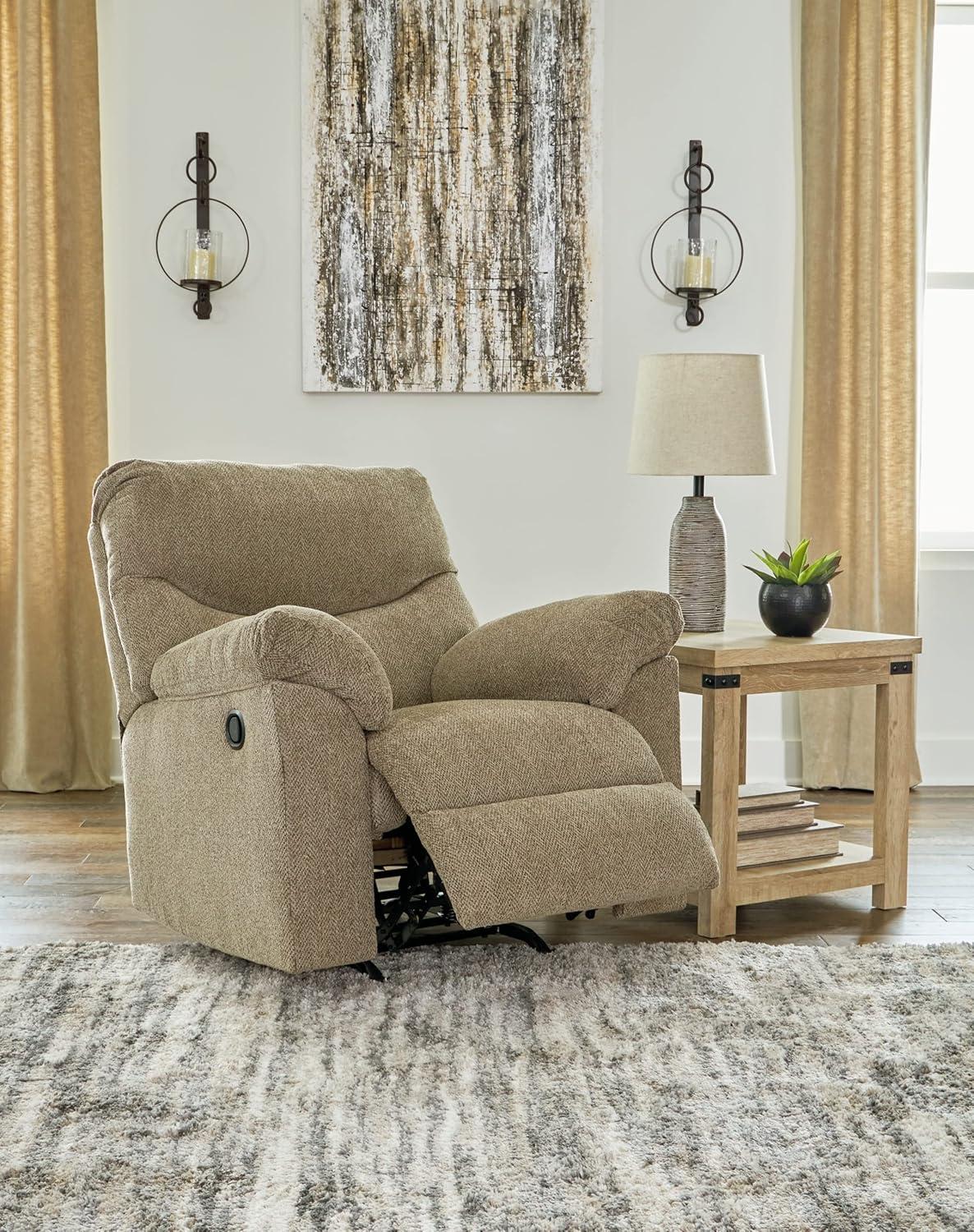 Briar Light Brown Polyester Rocker Recliner with Metal Frame